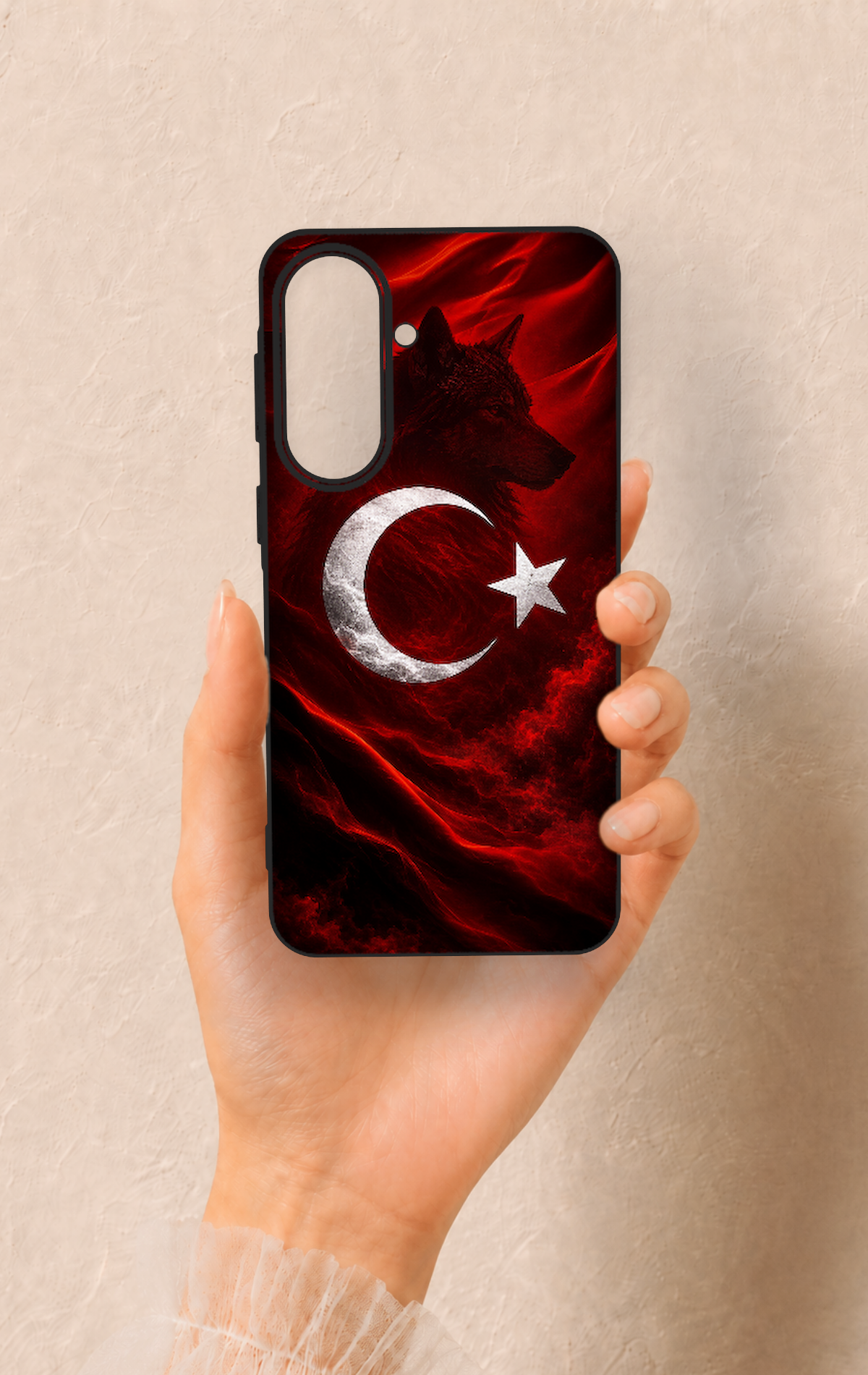 Samsung A57 Uyumlu Kurt Türk Bayrağı Desenli Silikon Kılıf
