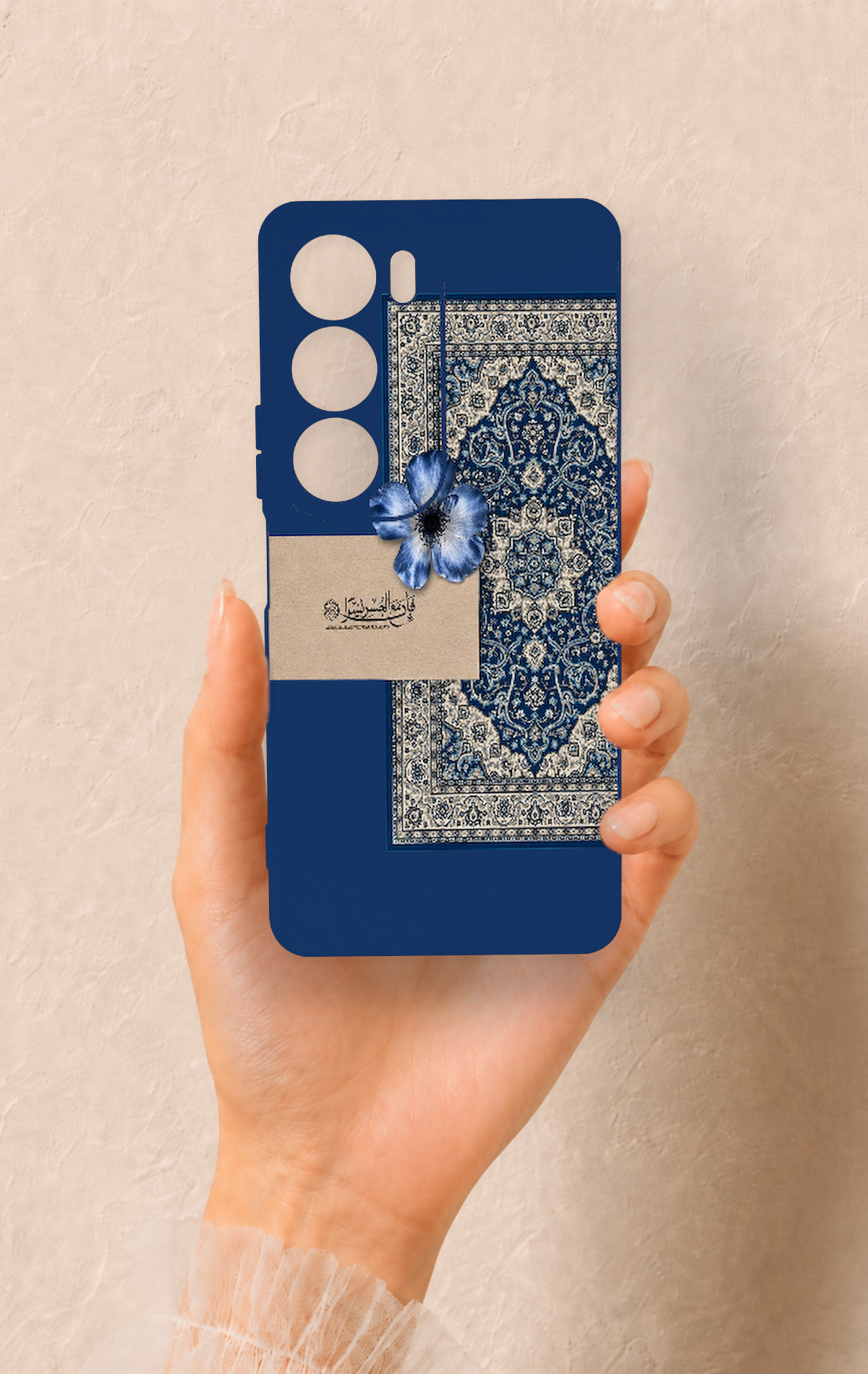 Vivo Y19s Uyumlu Mavi Etnik Halı Desenli Silikon Kılıf