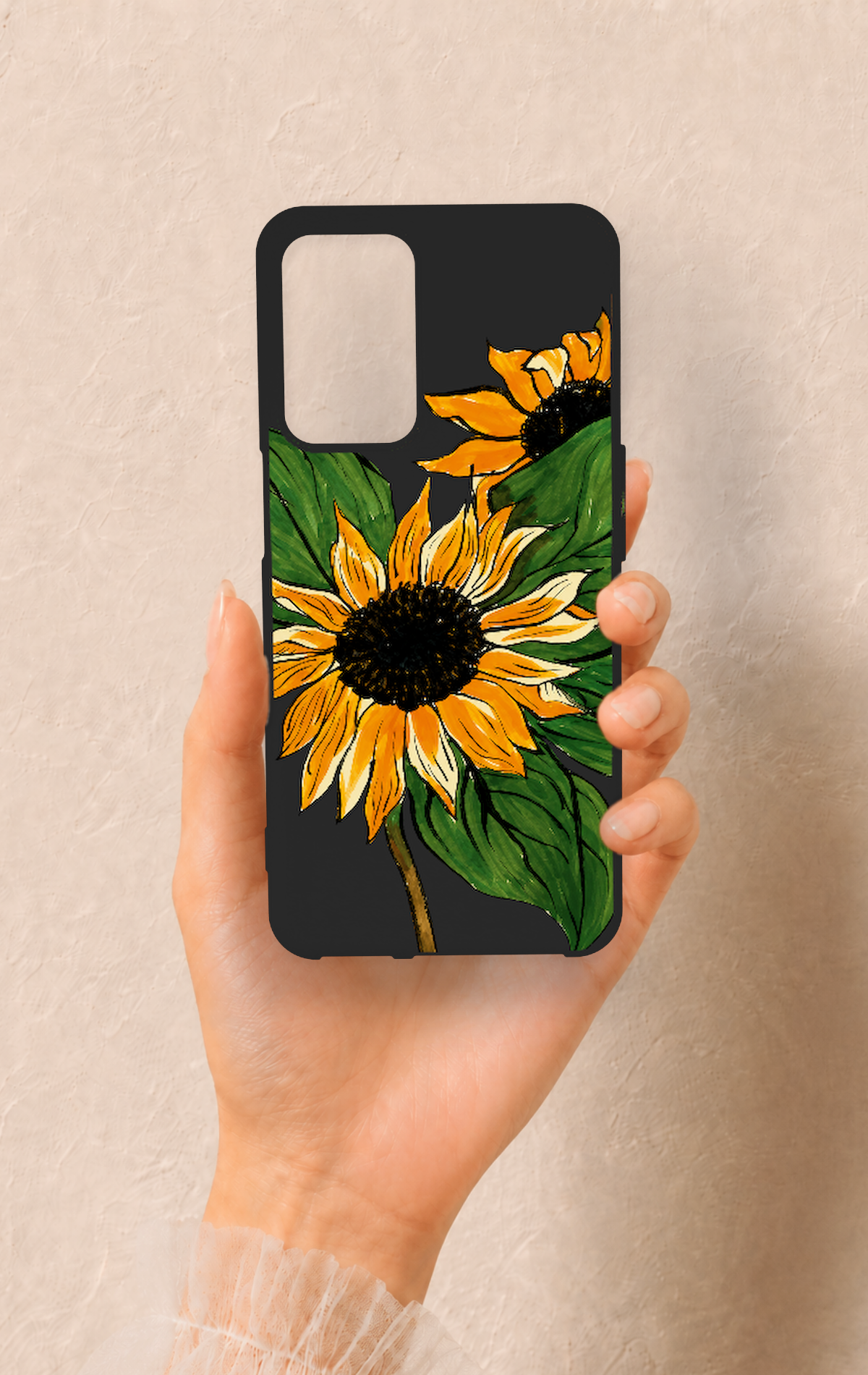 Oppo A16 Uyumlu Ay Çiçeği Desenli Silikon Kılıf