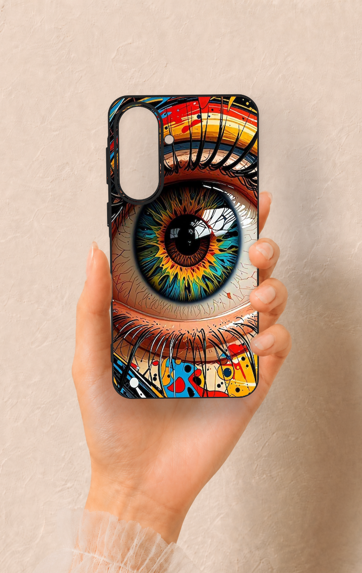Samsung A57 Uyumlu Renkli Göz Bebeği Desenli Silikon Kılıf
