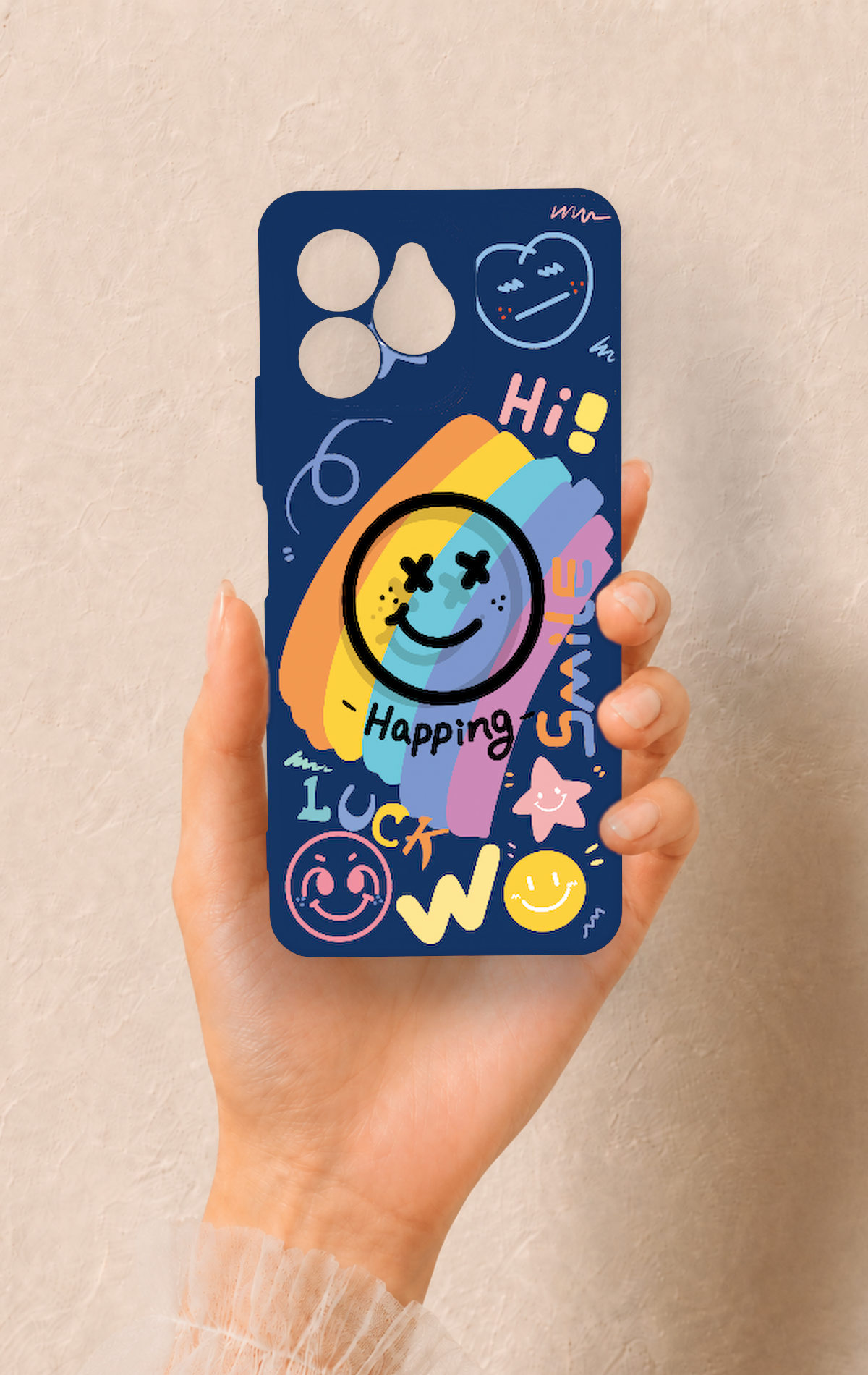 Omix x6 Uyumlu Happing Smile Desenli Silikon Kılıf