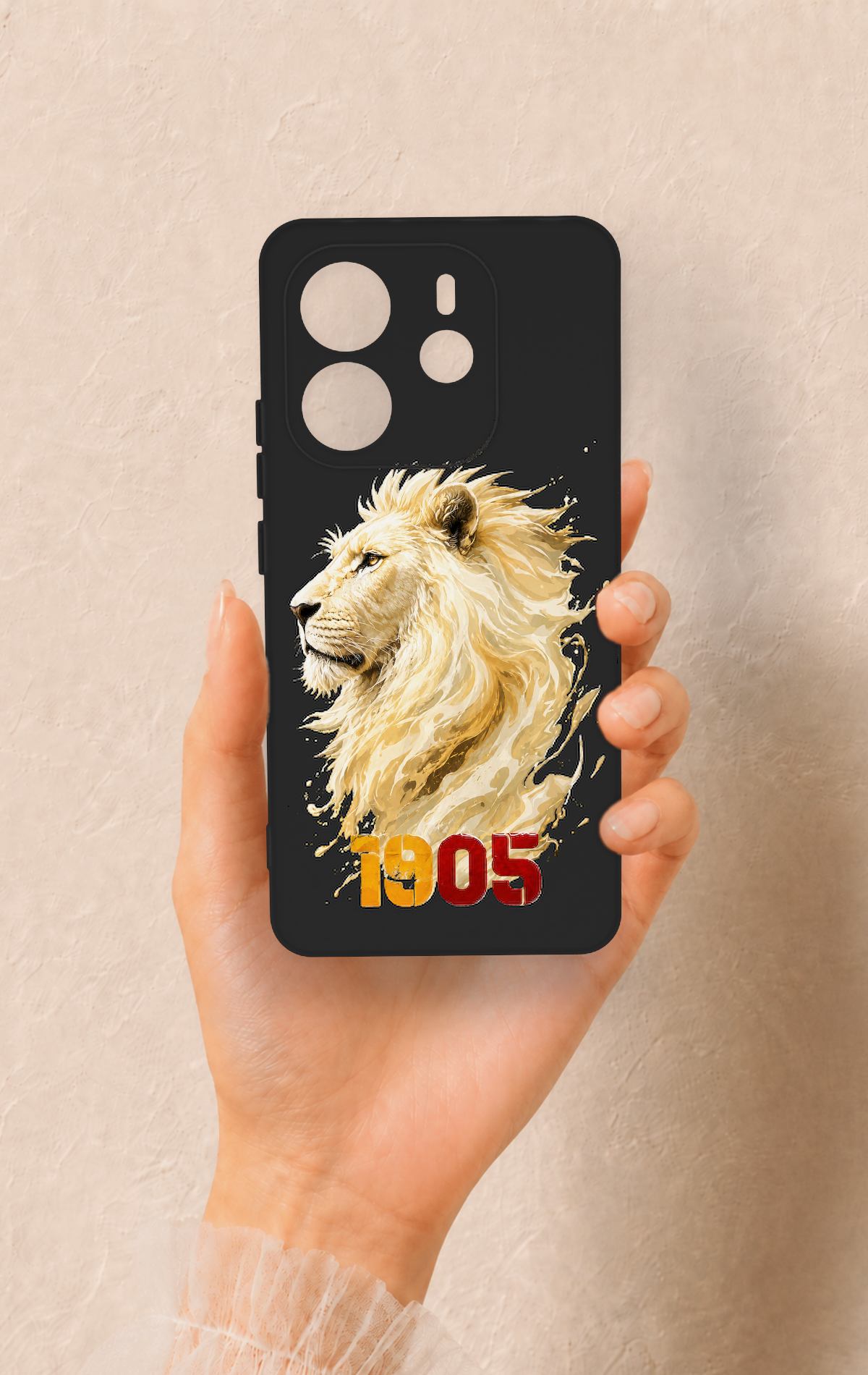 Redmi Note 14 4G Uyumlu Sarı Kırmızı 1905 Aslan Desenli Silikon Kılıf