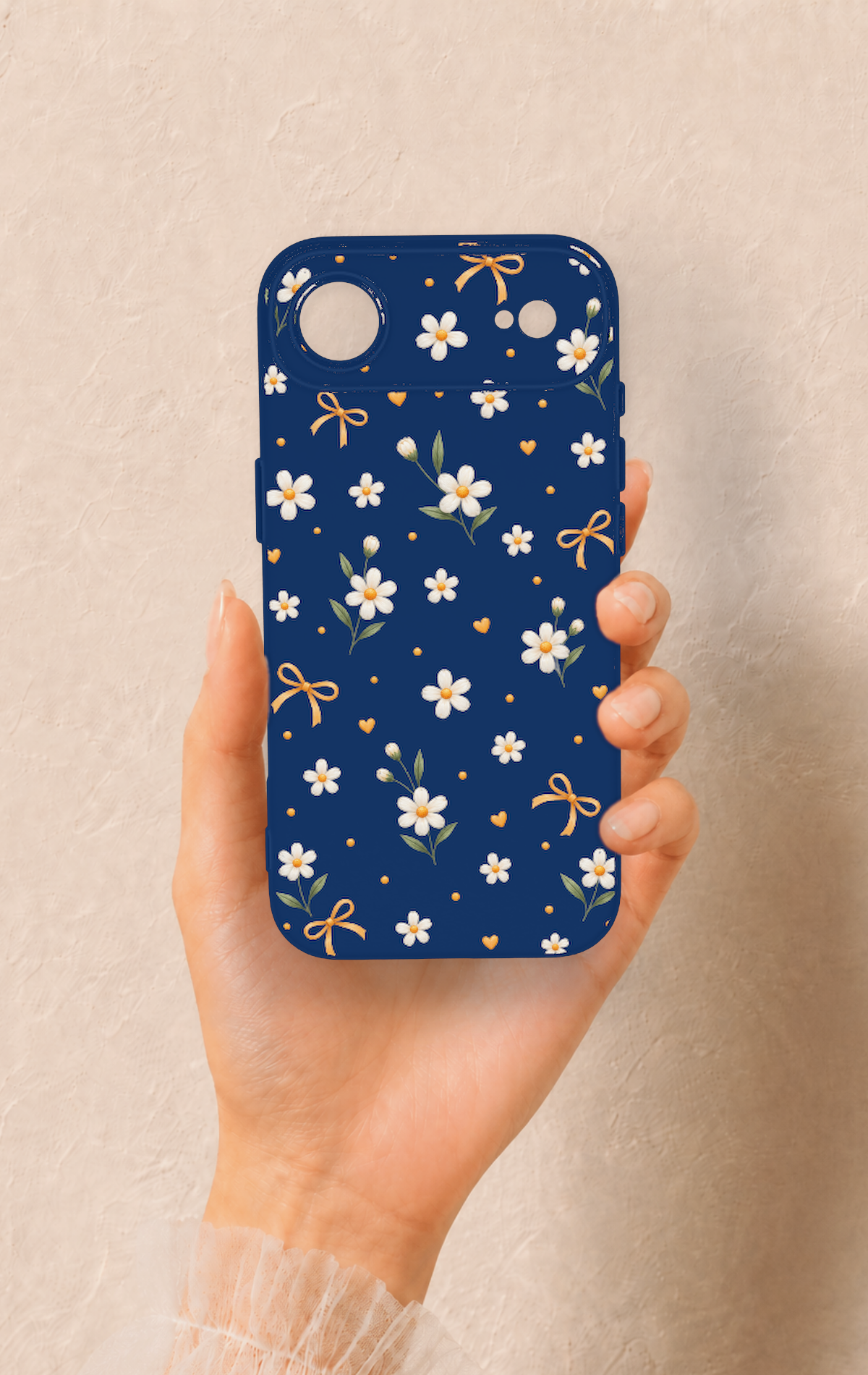 iPhone 17 Air Uyumlu Papatya Fiyonk Desenli Silikon Kılıf