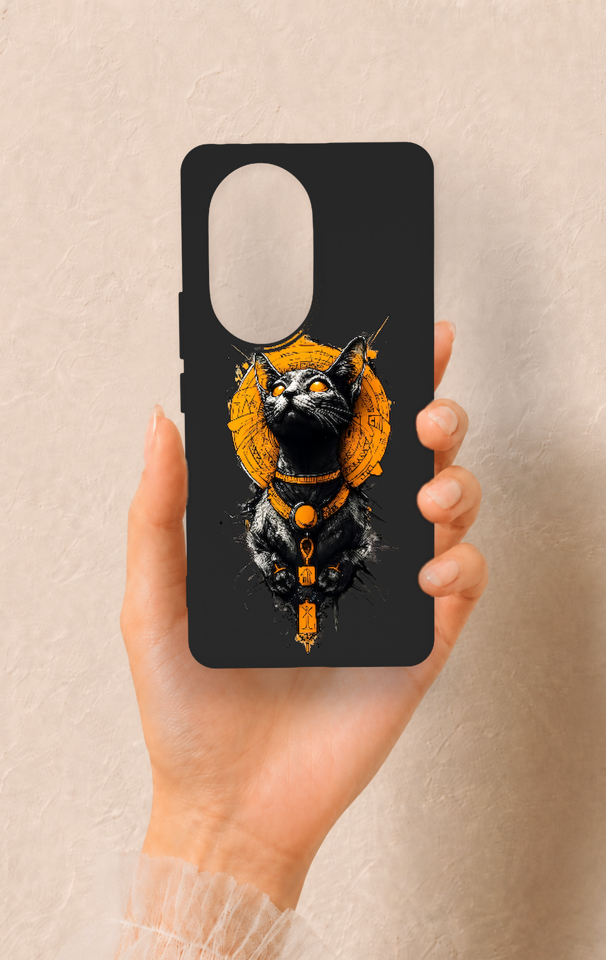 Honor 200 Pro 5G Uyumlu Mısırlı Kedi Tanrısı Desenli Silikon Kılıf