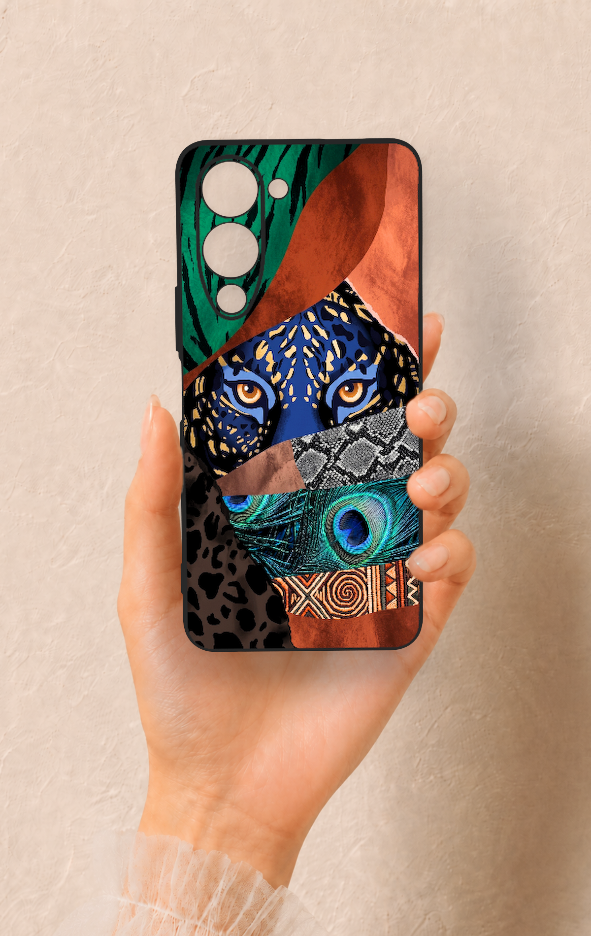 Vivo Y19 5G Uyumlu Amazon Kaplan Desenli Silikon Kılıf