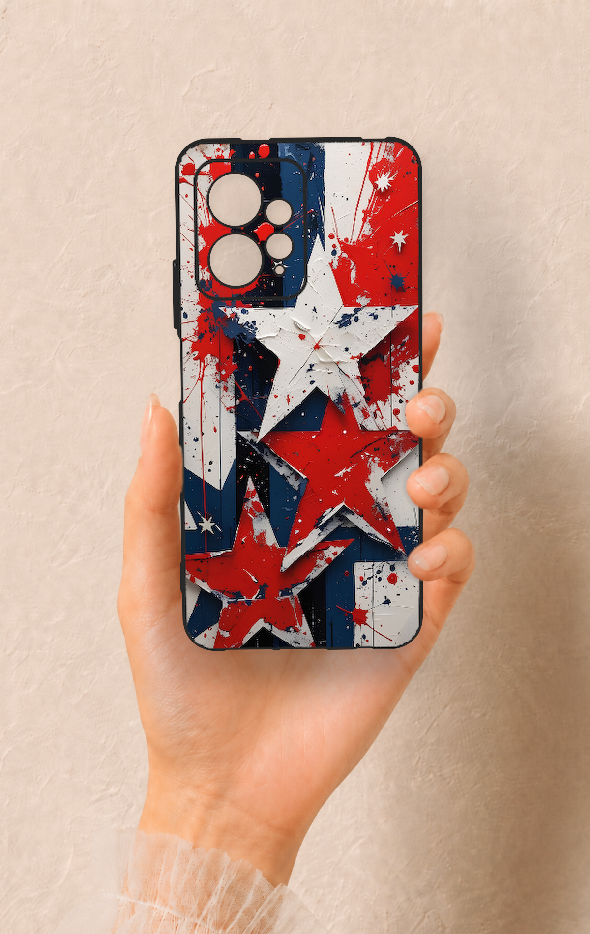 Redmi Note 12 4G Uyumlu Star Flag Desenli Silikon Kılıf