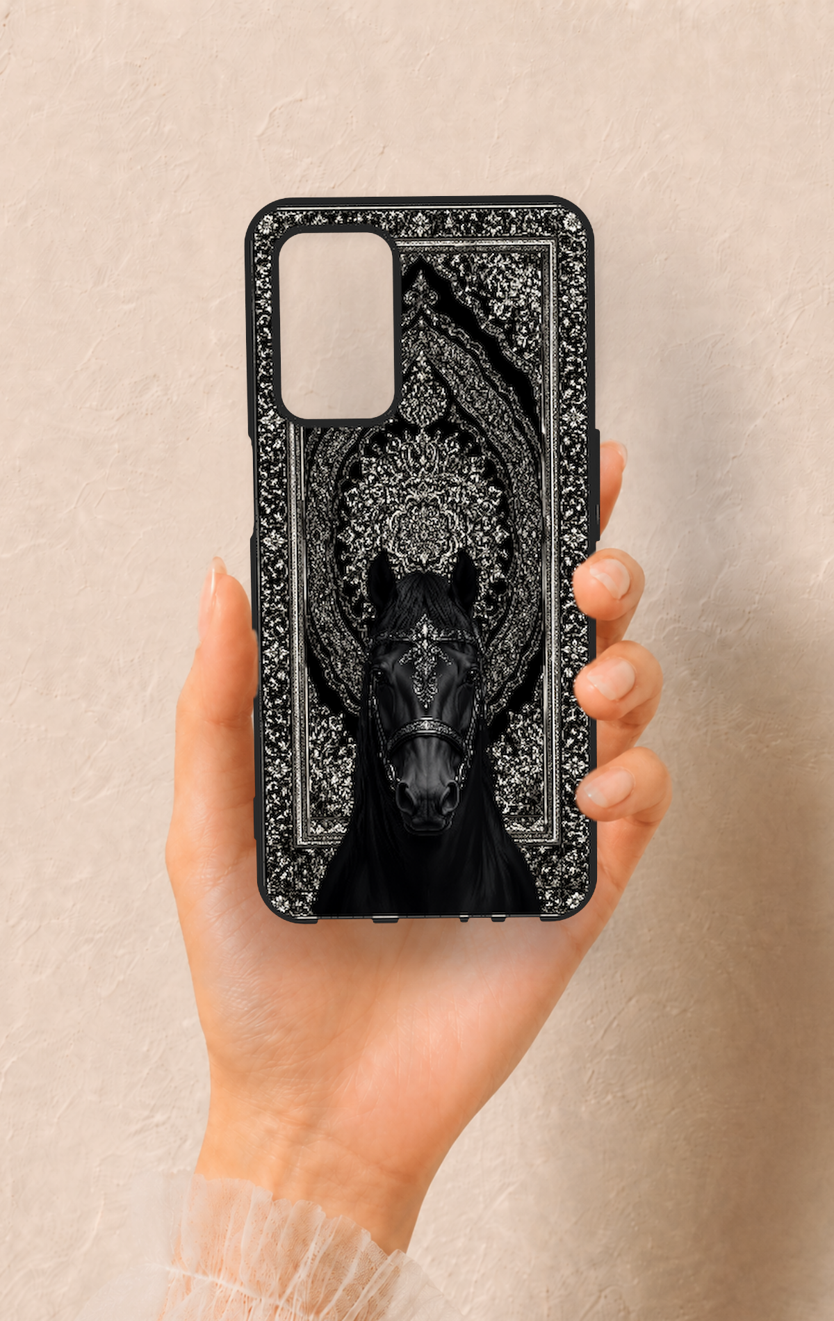 Oppo A55 Uyumlu Etnik At Figürü Desenli Silikon Kılıf