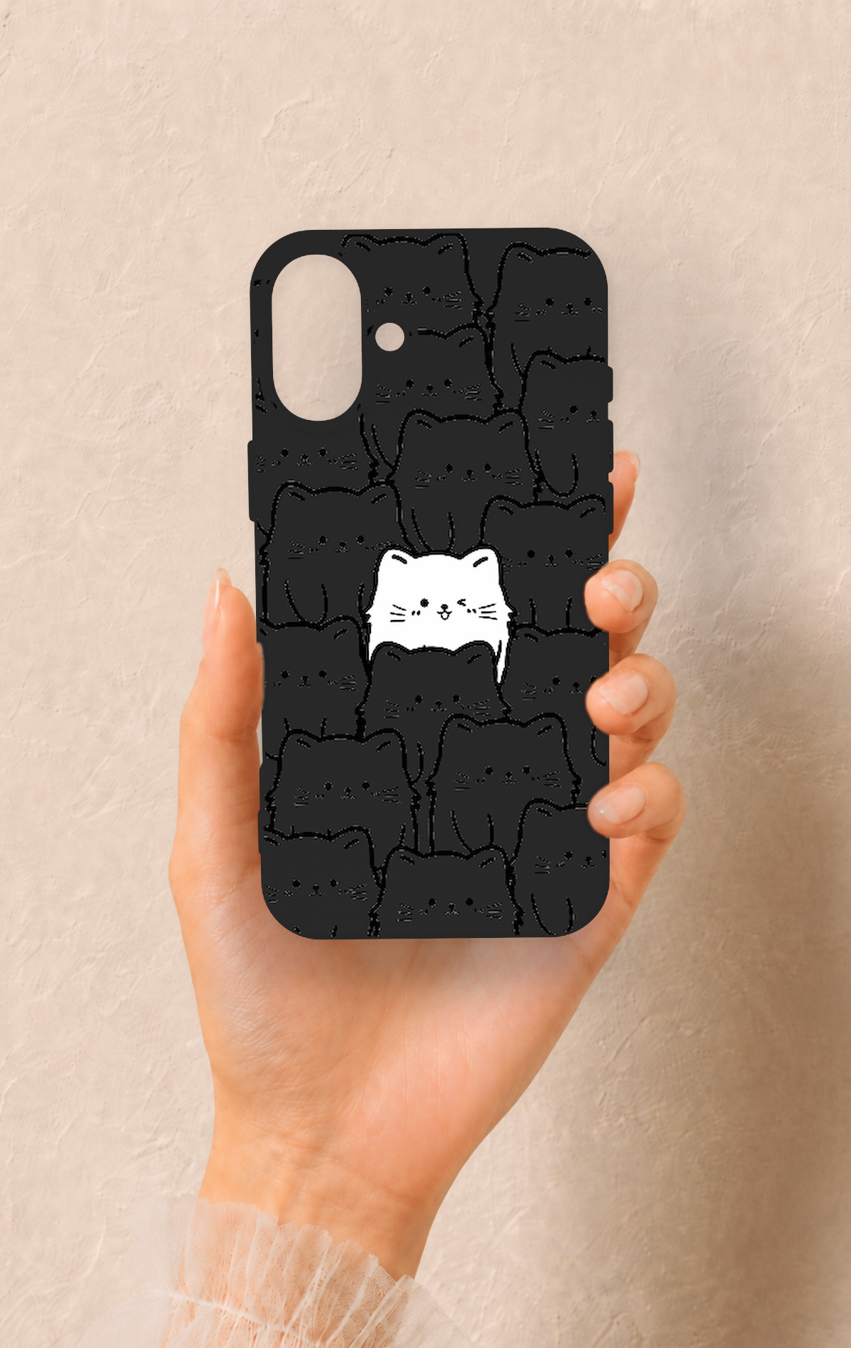 iPhone 16 Plus Uyumlu Many Cats Desenli Silikon Kılıf