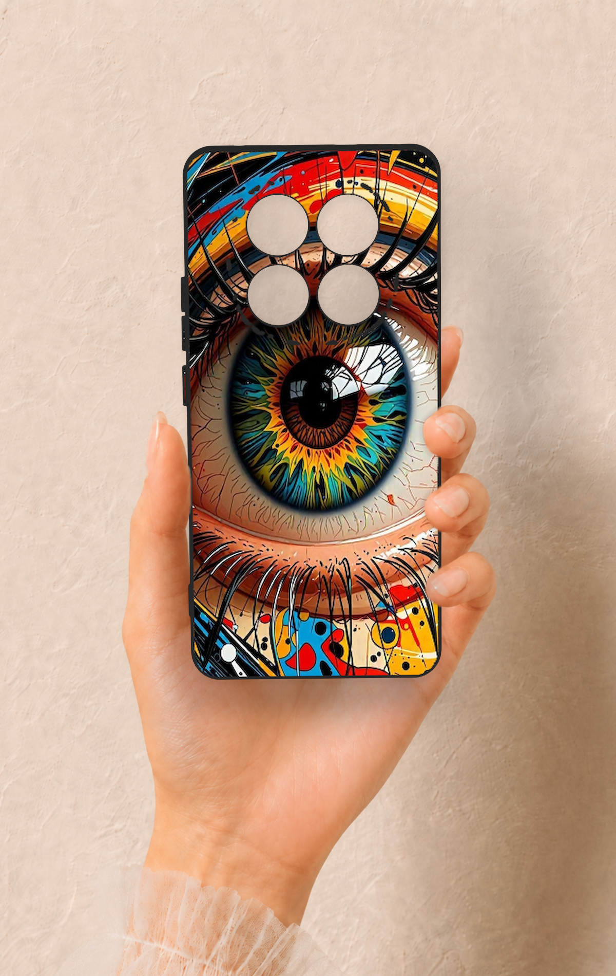 Redmi Note 14 Pro 5G Uyumlu Renkli Göz Bebeği Desenli Silikon Kılıf
