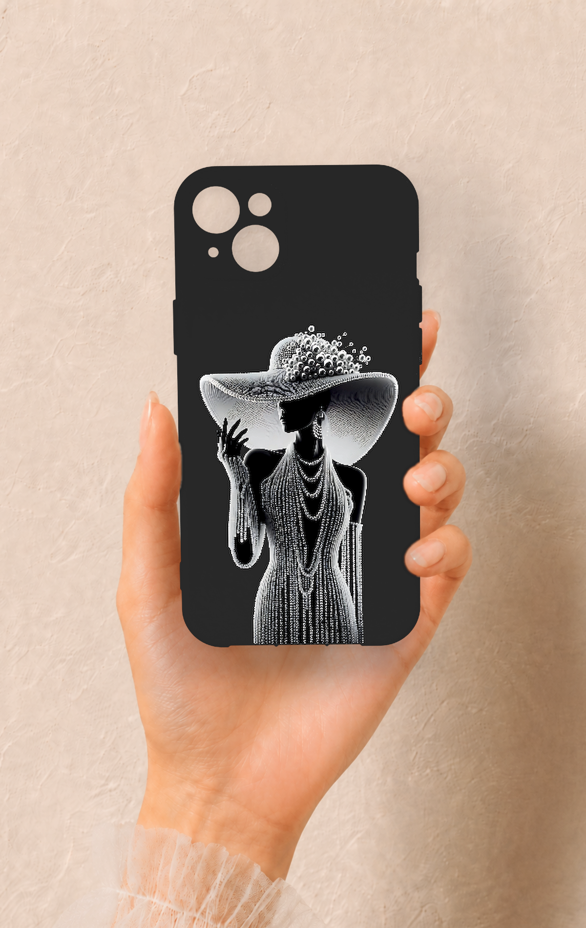 iPhone 14 Plus/15 Plus Uyumlu Lady Desenli Silikon Kılıf