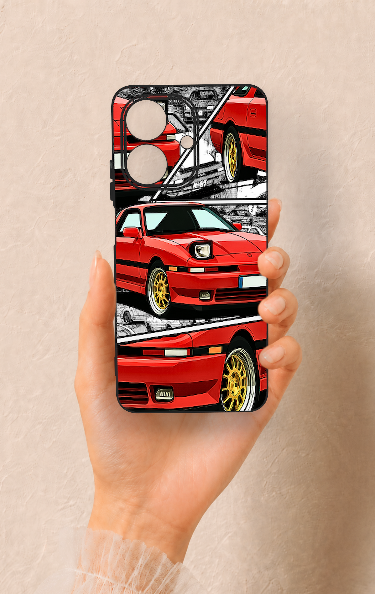 Realme Note 60 Uyumlu Kırmızı Supra Desenli Silikon Kılıf