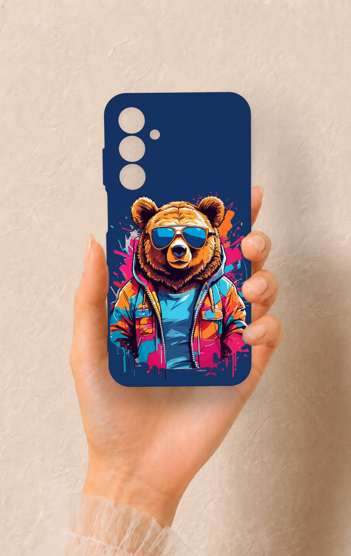 Samsung A25 Uyumlu Gözlüklü Ayı Desenli Silikon Kılıf