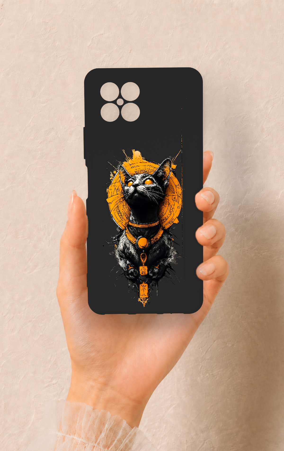 Omix X600 Uyumlu Mısırlı Kedi Tanrısı Desenli Silikon Kılıf