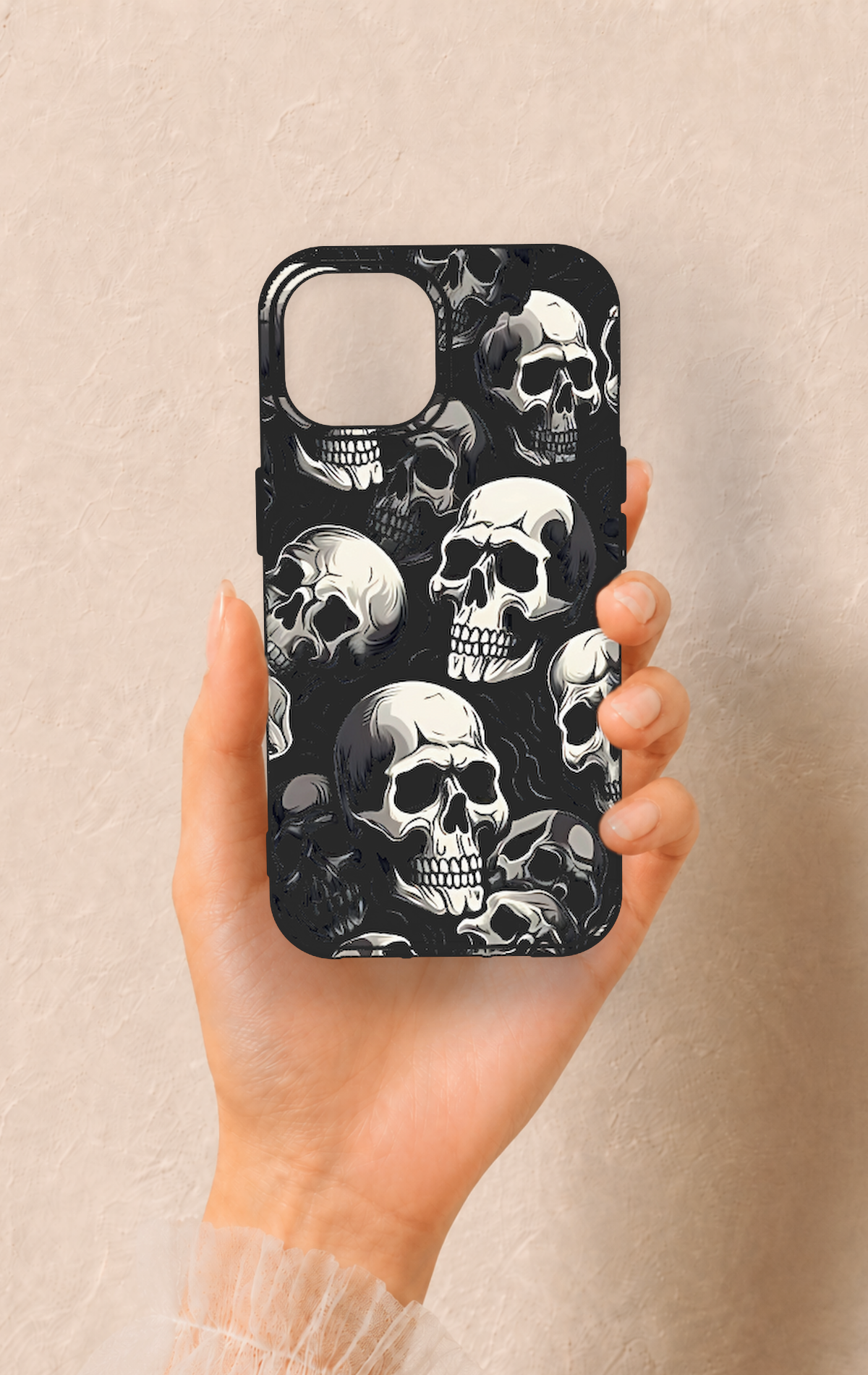 iPhone 15 Uyumlu Kuru Kafa Desenli Silikon Kılıf