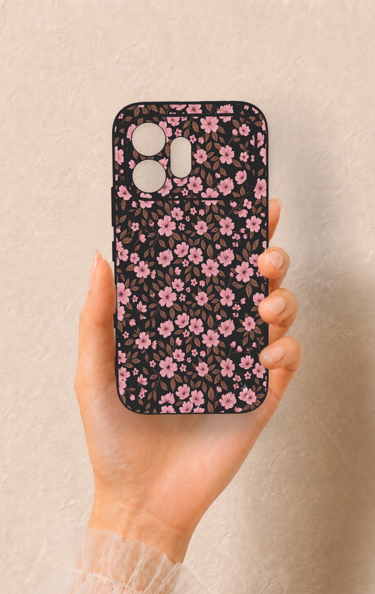Honor 600 Uyumlu Mini Pembe Çiçek Desenli Silikon Kılıf