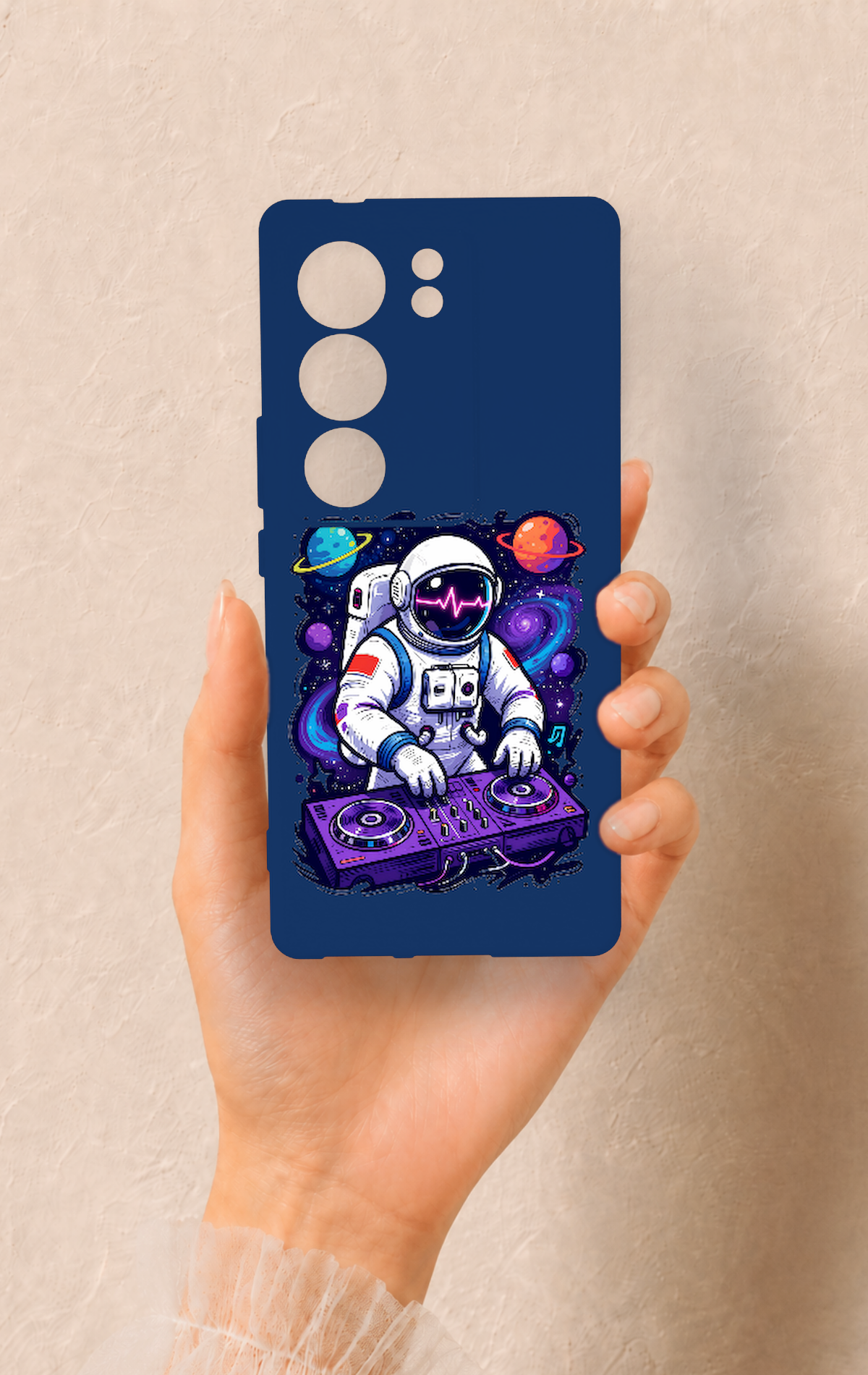 Vivo V29 Uyumlu Astronot DJ Desenli Silikon Kılıf