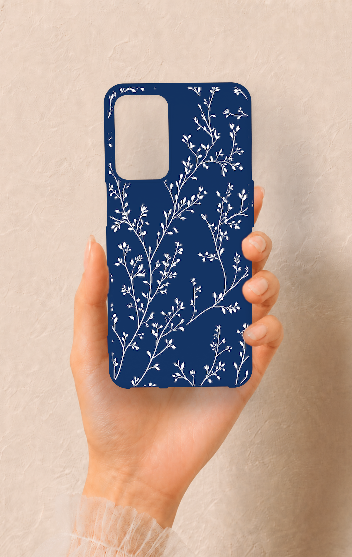 Oppo A16 Uyumlu İnce Yaprak Dalı Desenli Silikon Kılıf