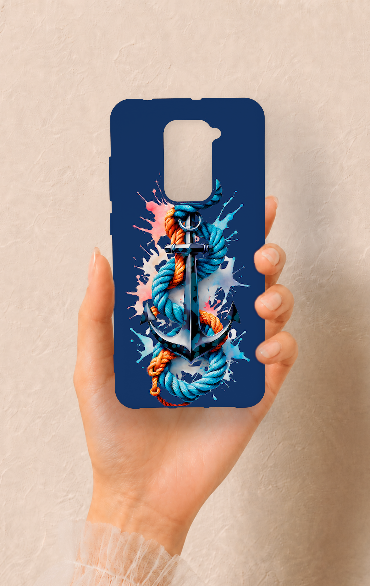 Redmi Note 9 Uyumlu Anchor Desenli Silikon Kılıf
