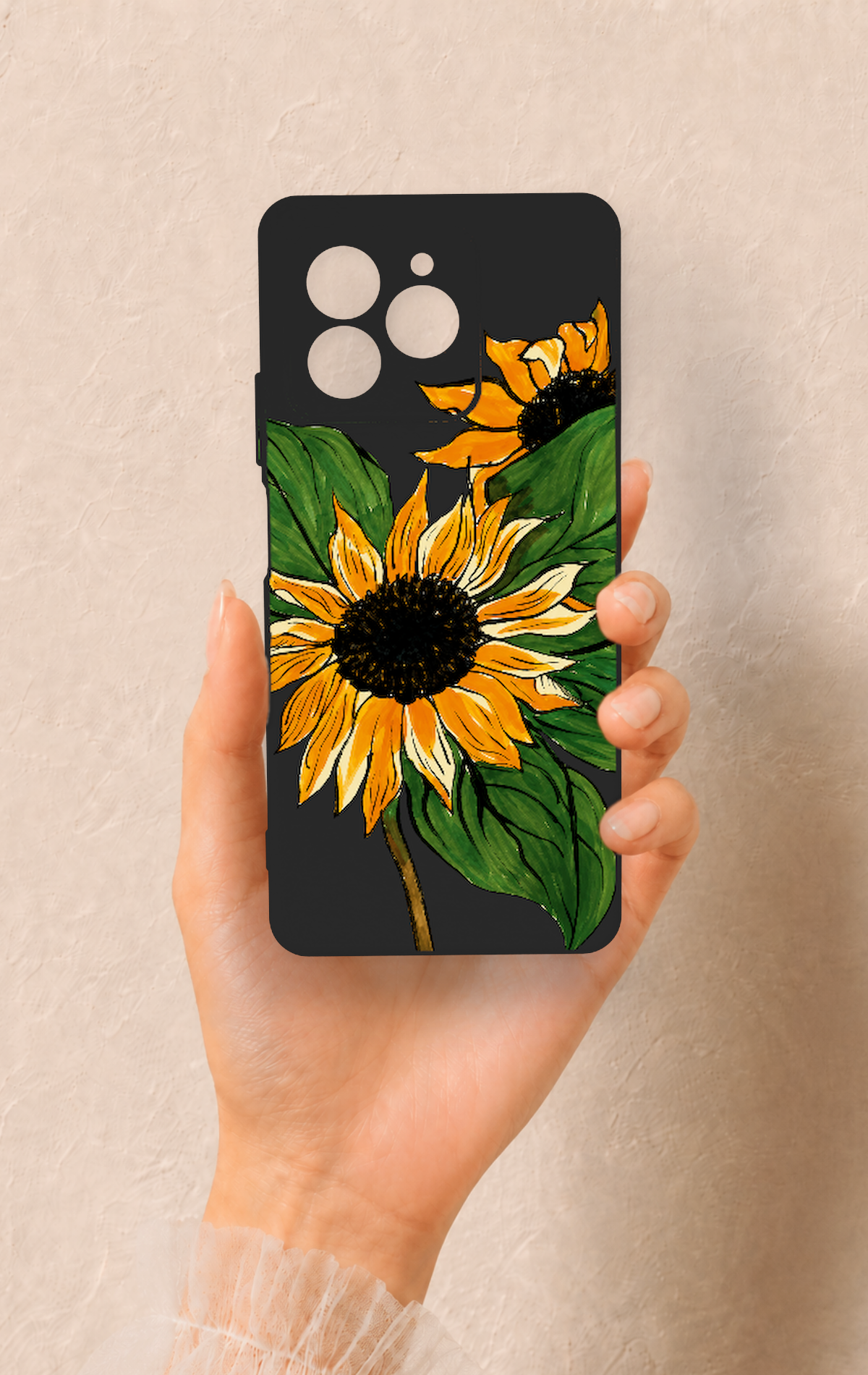 Omix X7 Uyumlu Ay Çiçeği Desenli Silikon Kılıf