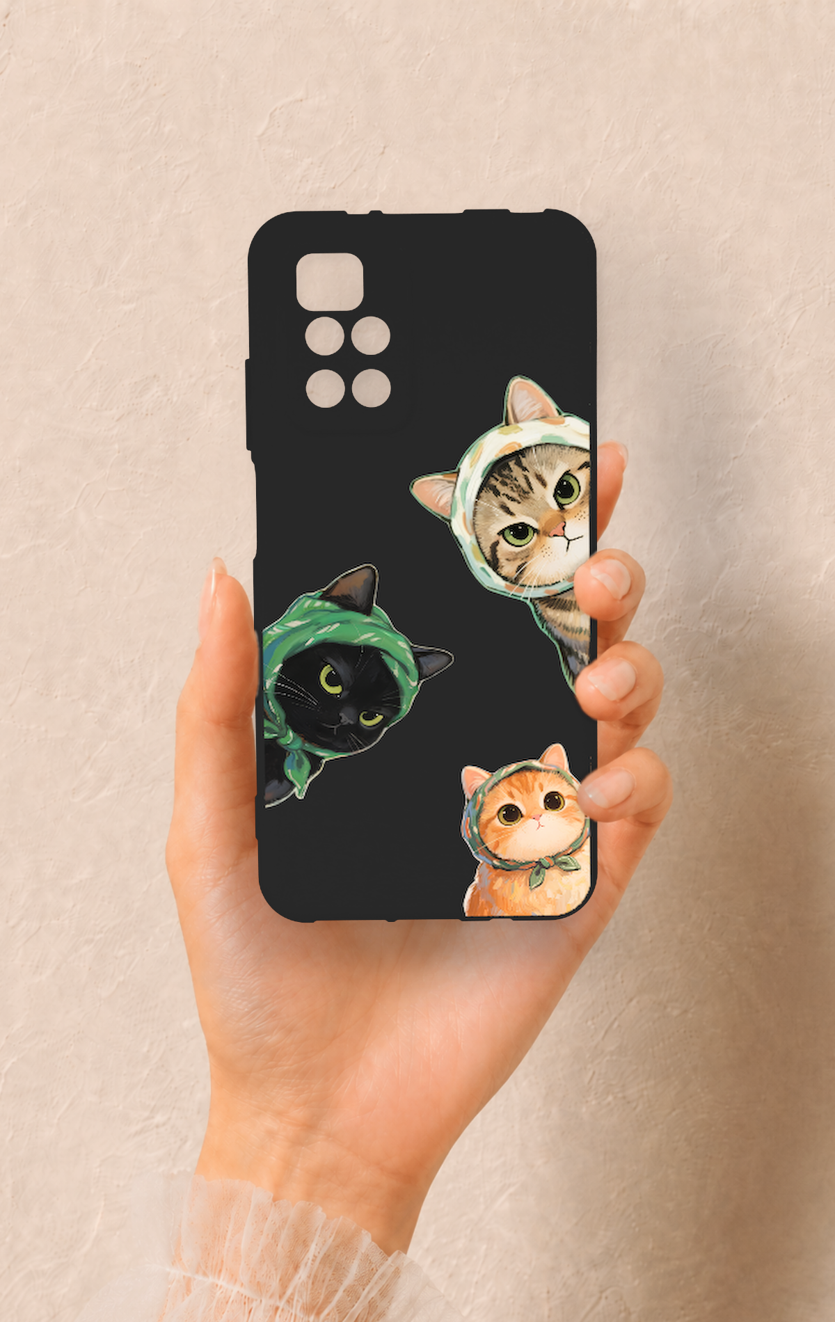 Redmi 10 2022 Uyumlu Kedi Ekibi Desenli Silikon Kılıf