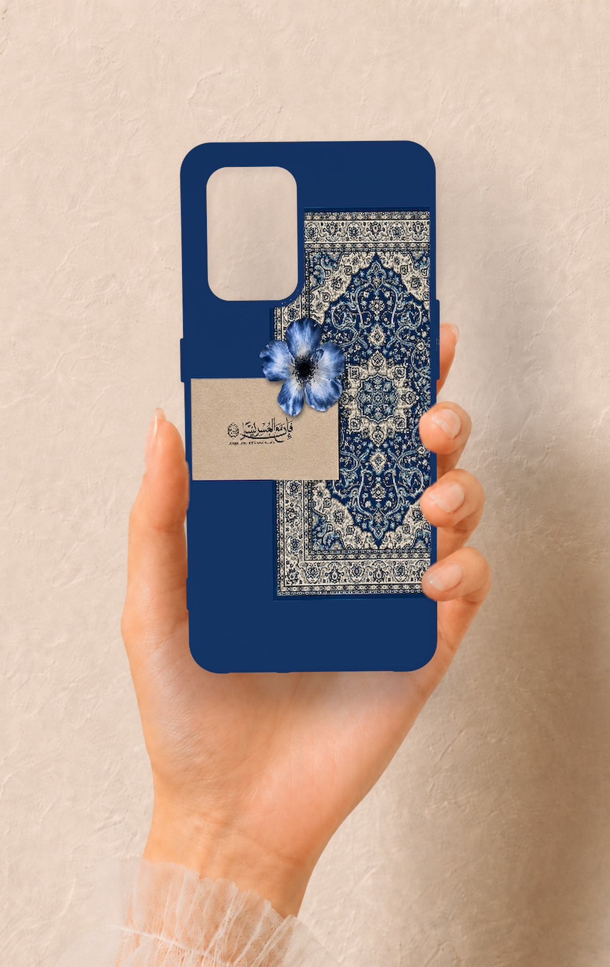 Oppo-A74 Uyumlu Mavi Etnik Halı Desenli Silikon Kılıf
