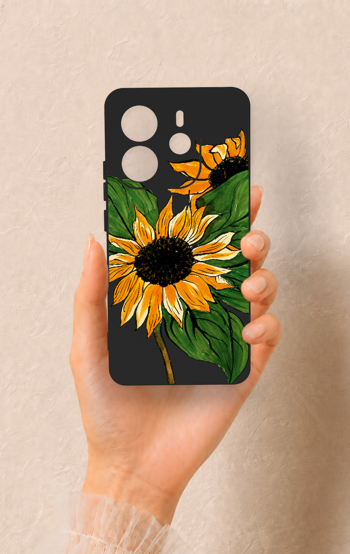 Redmi Note 14 4G Uyumlu Ay Çiçeği Desenli Silikon Kılıf