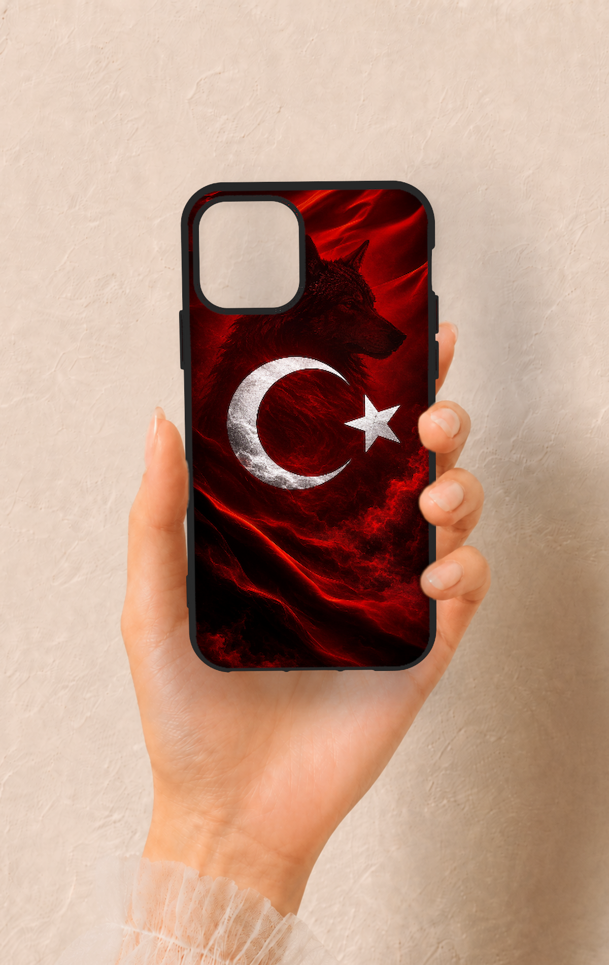 iPhone 11 Pro Uyumlu Kurt Türk Bayrağı Desenli Silikon Kılıf