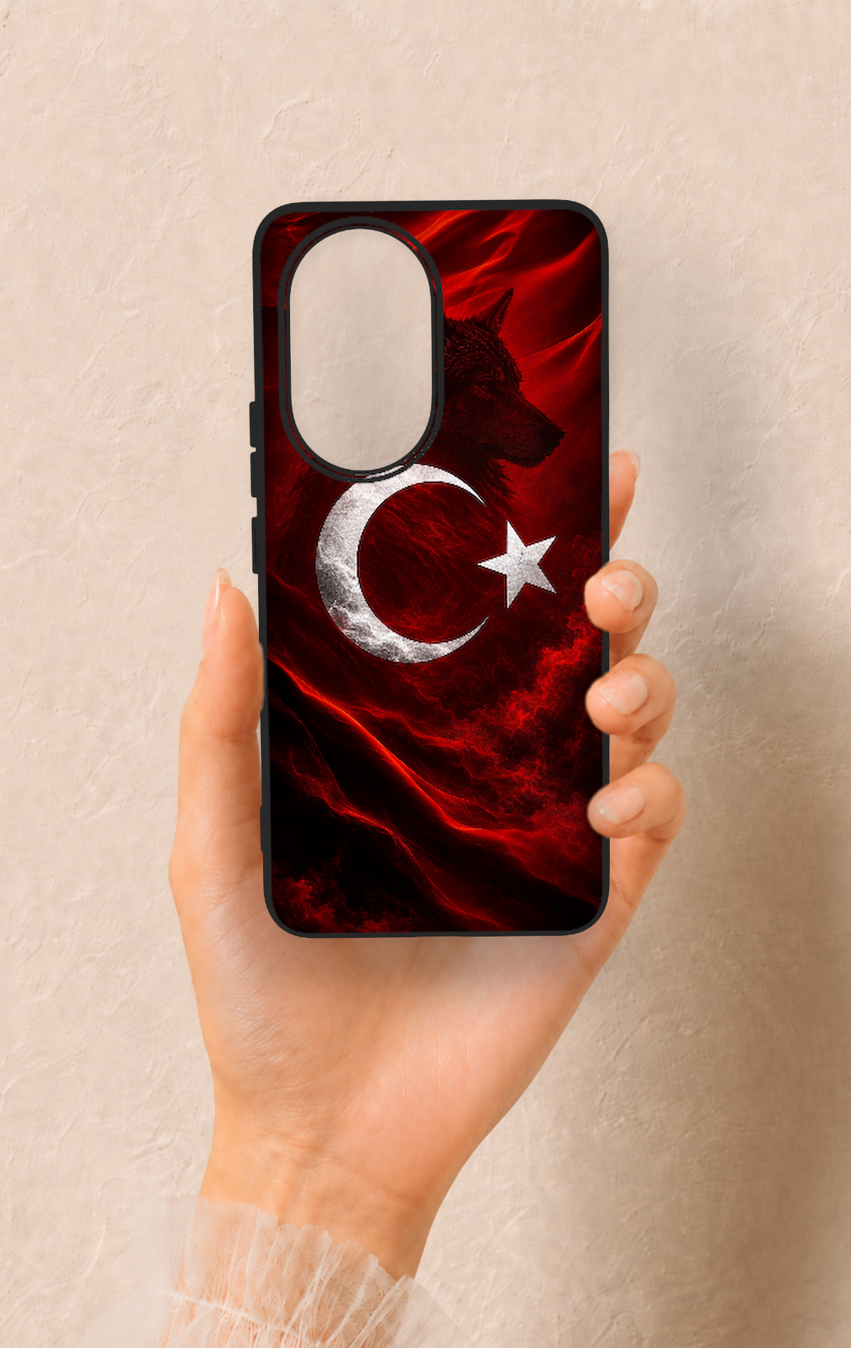 Honor 200 5G Uyumlu Kurt Türk Bayrağı Desenli Silikon Kılıf