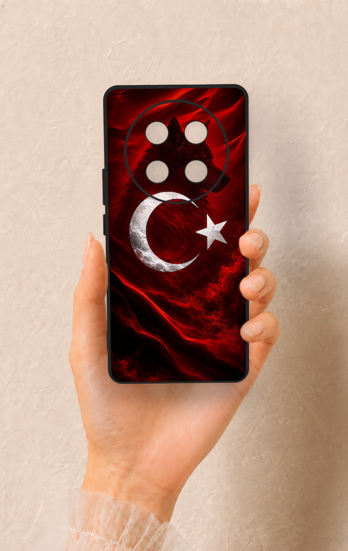Honor Magic 7 Lite 5G Uyumlu Kurt Türk Bayrağı Desenli Silikon Kılıf