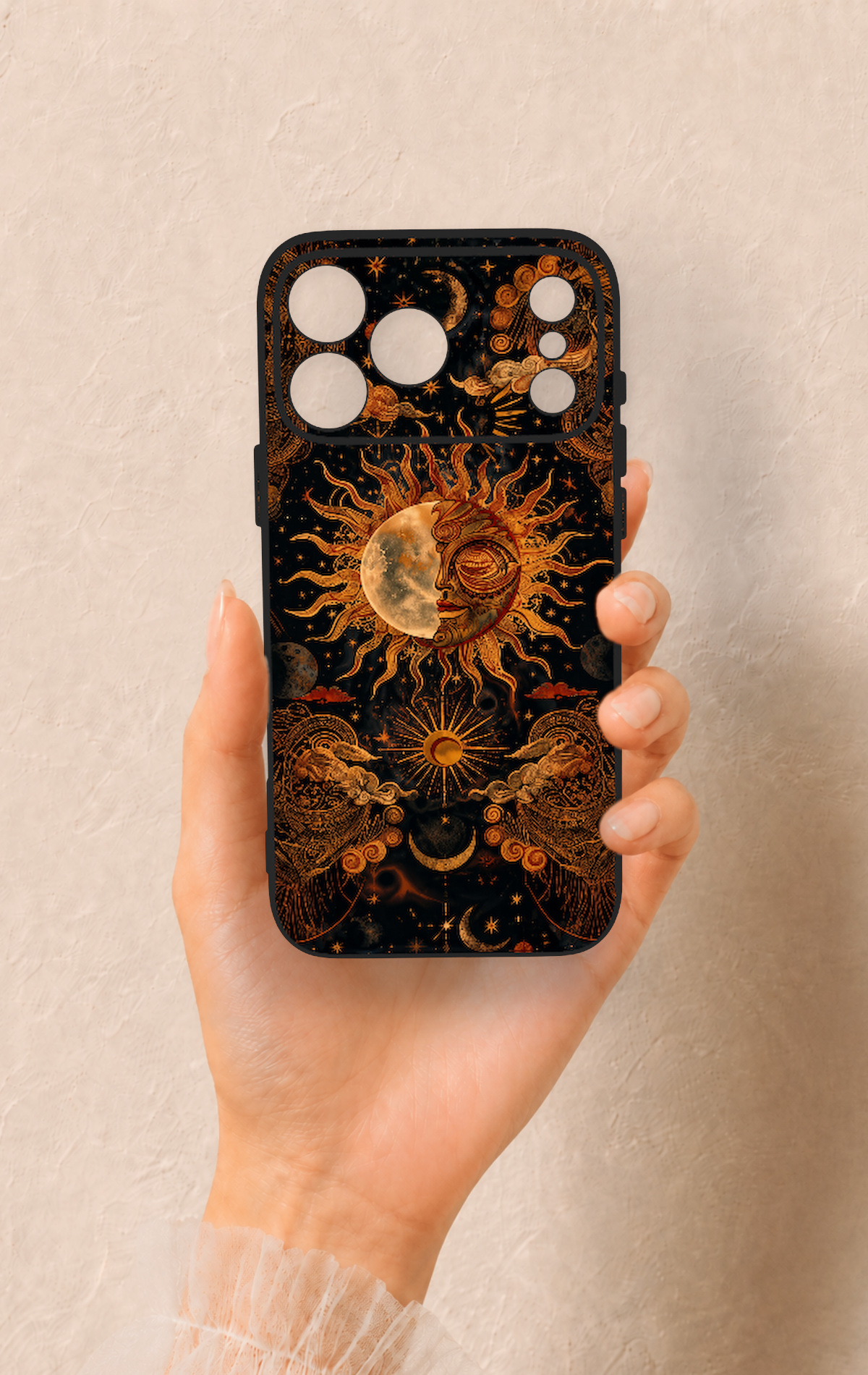 iPhone 17 Pro Max Uyumlu Mistik Güneş Desenli Silikon Kılıf
