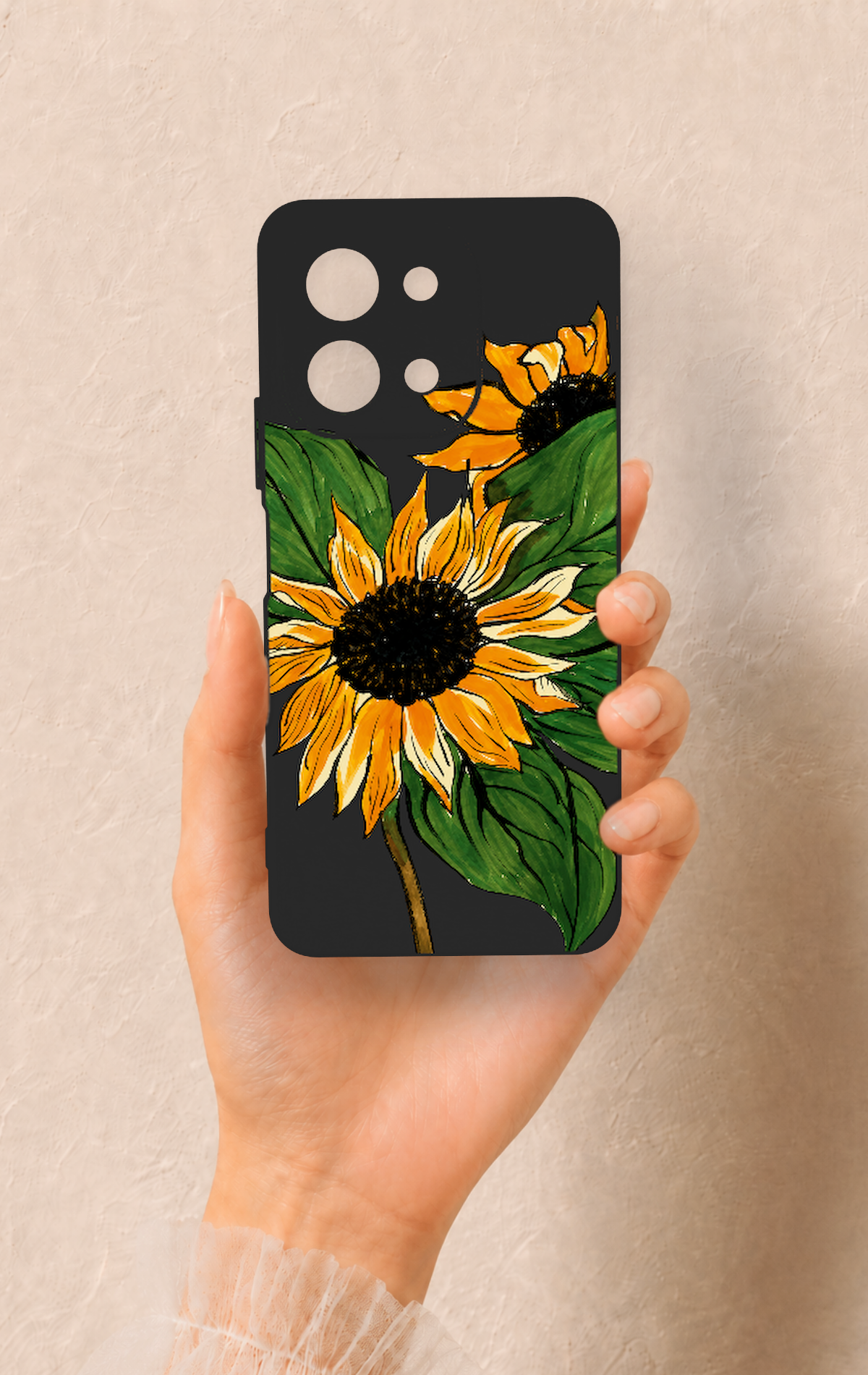 Vivo Y28 Uyumlu Ay Çiçeği Desenli Silikon Kılıf