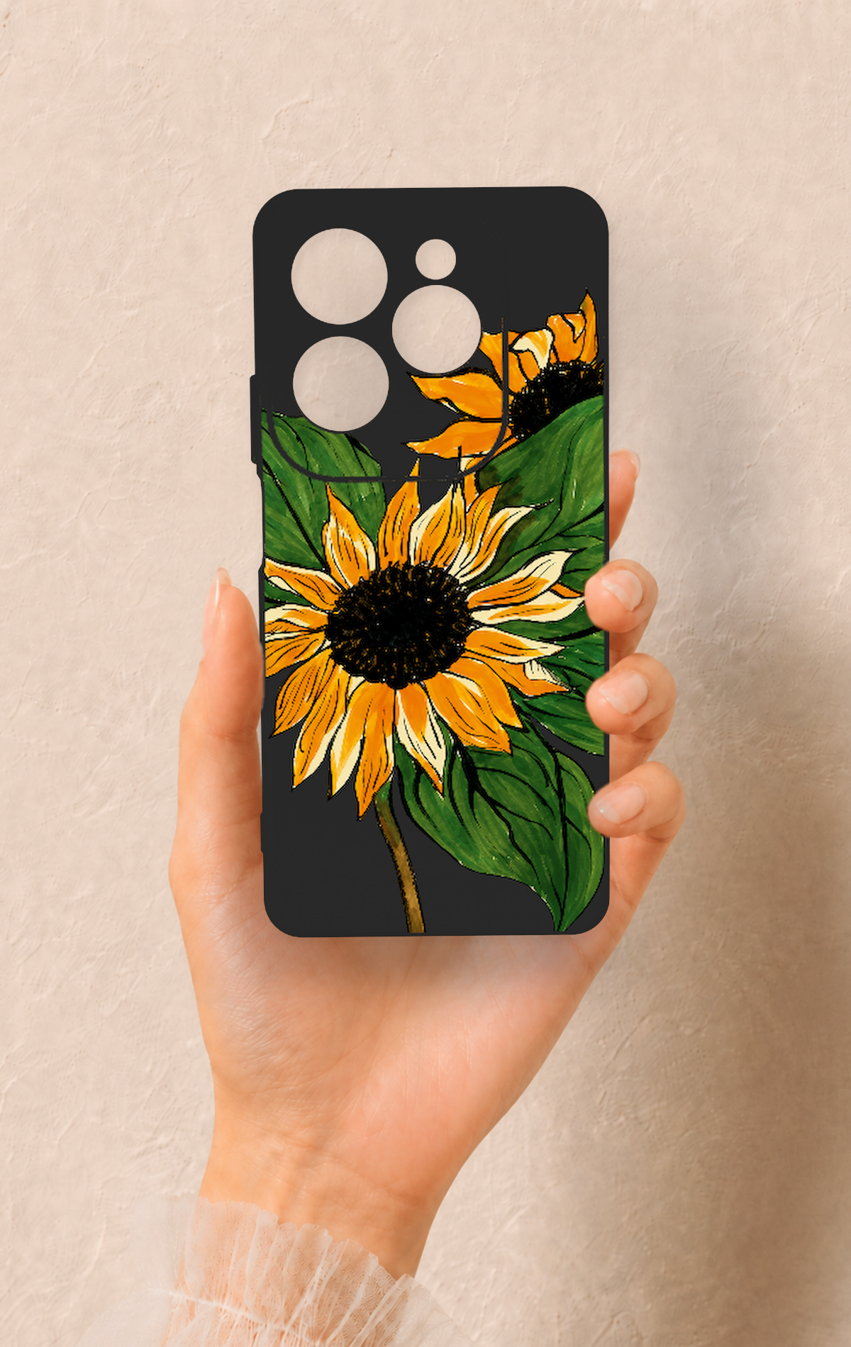 İnfinix Hot 40 Pro Uyumlu Ay Çiçeği Desenli Silikon Kılıf