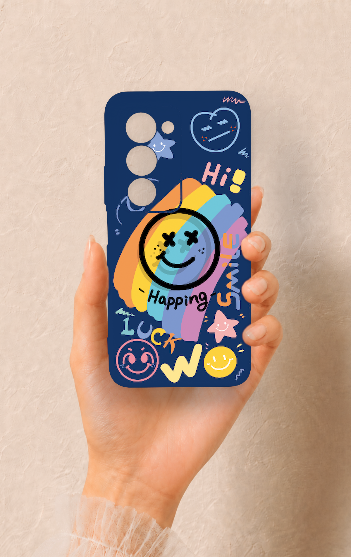 Redmi 15 5G Uyumlu Happing Smile Desenli Silikon Kılıf