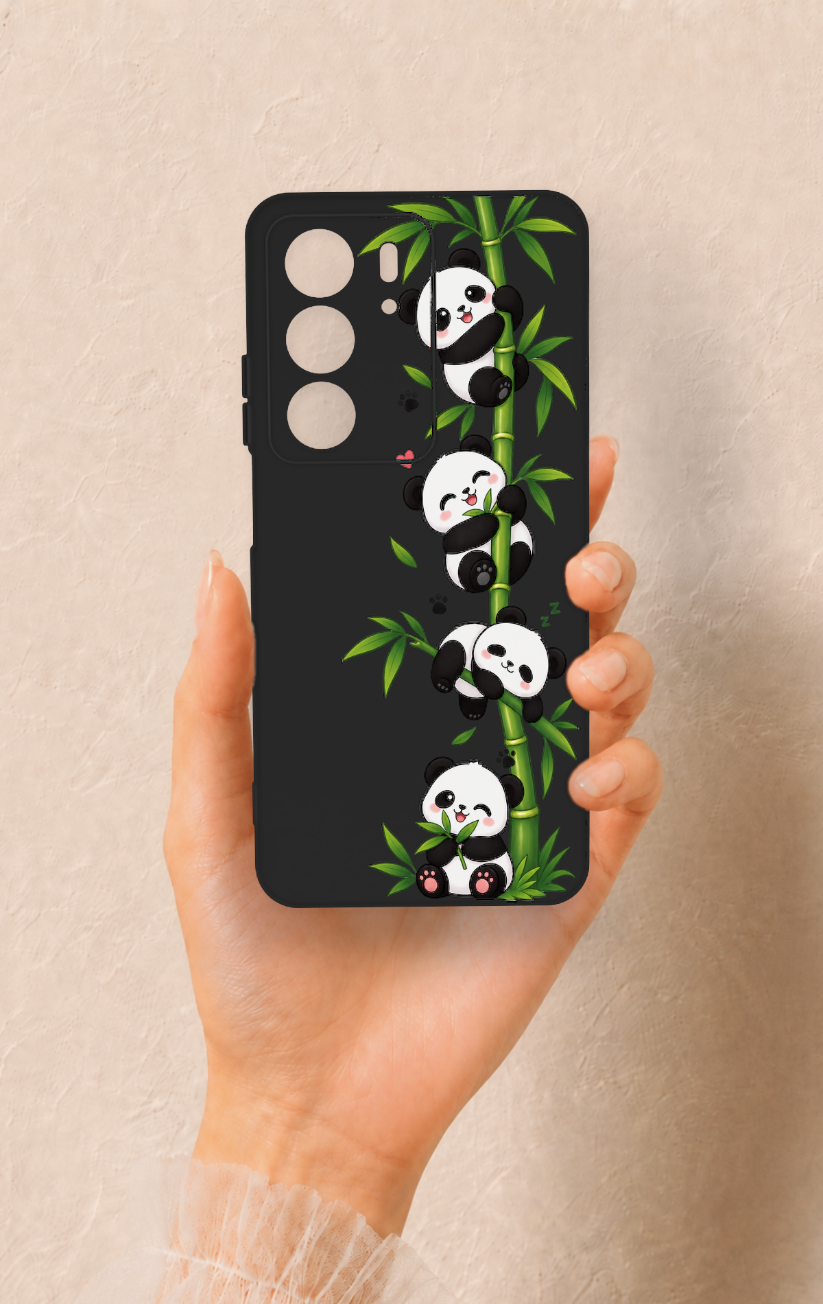 Realme C75 Uyumlu Sevimli Panda Bambu Desenli Silikon Kılıf