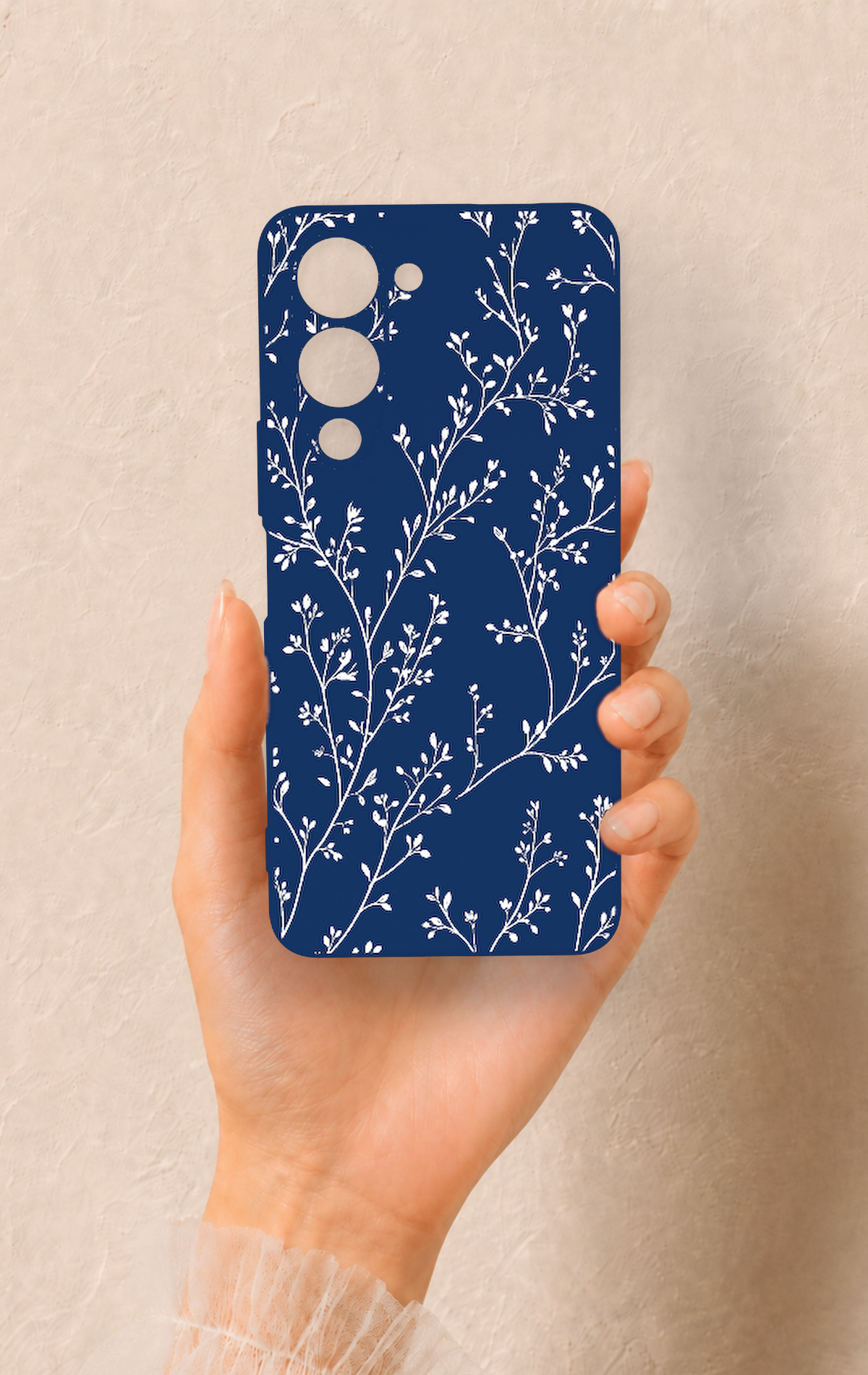 Vivo Y19 5G Uyumlu İnce Yaprak Dalı Desenli Silikon Kılıf