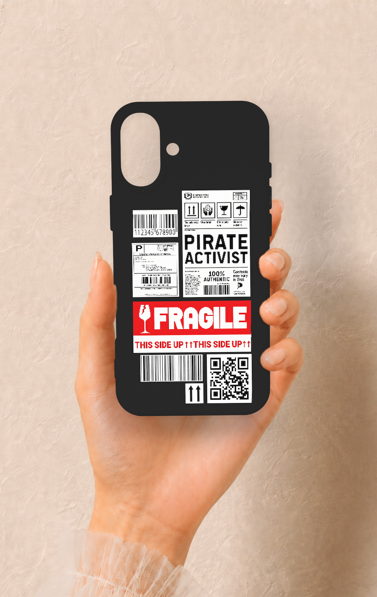 iPhone 16 Plus Uyumlu Fragile Desenli Silikon Kılıf