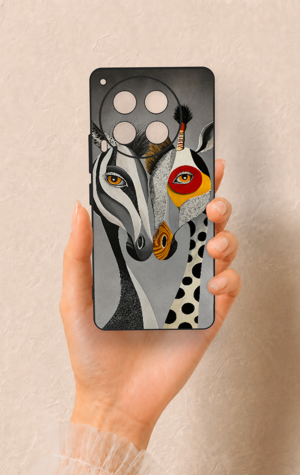 Tecno Camon 30 Uyumlu Zebra ve Zürafa Desenli Silikon Kılıf