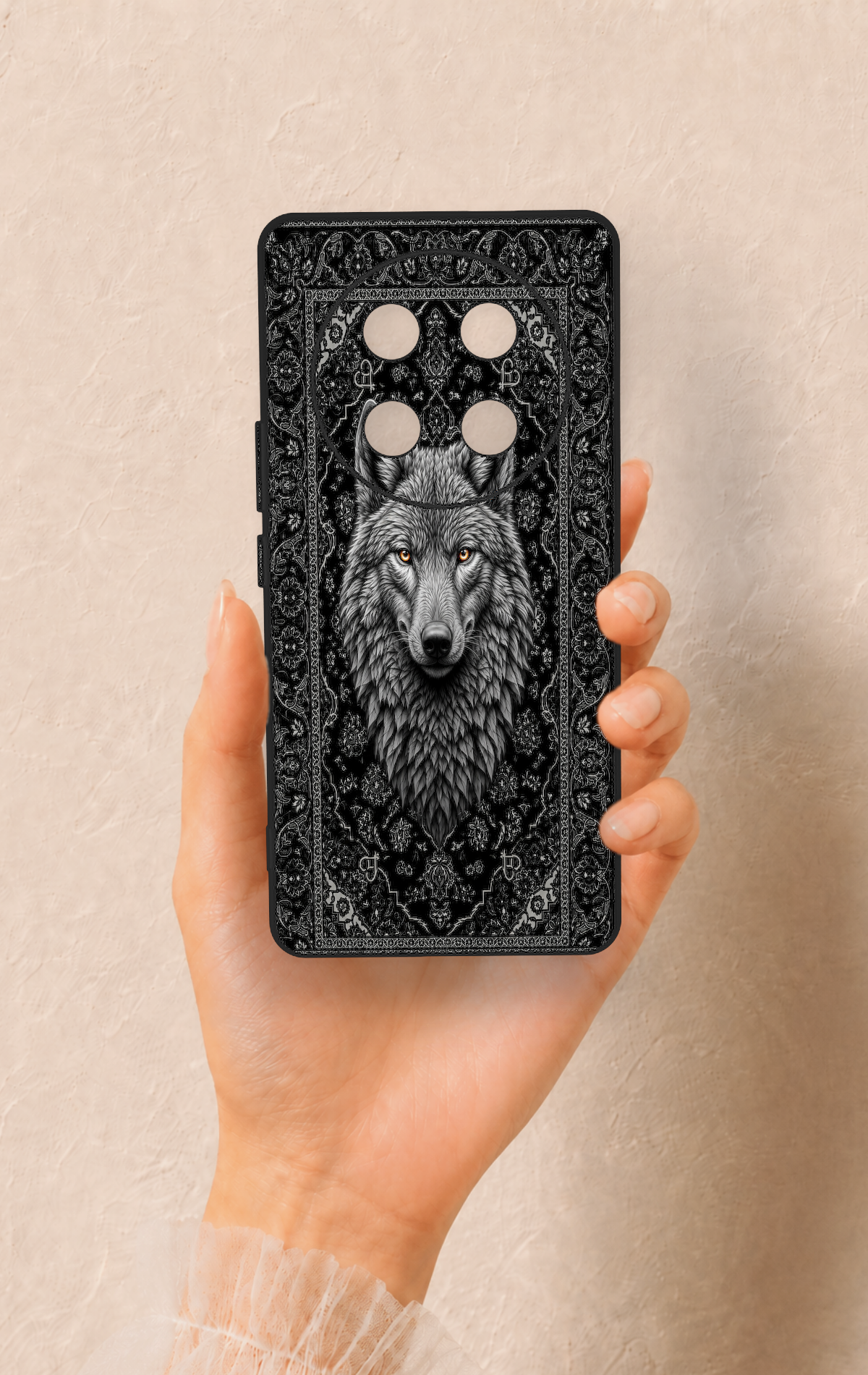 Honor Magic 7 Lite 5G Uyumlu Etnik Kurt Desenli Silikon Kılıf