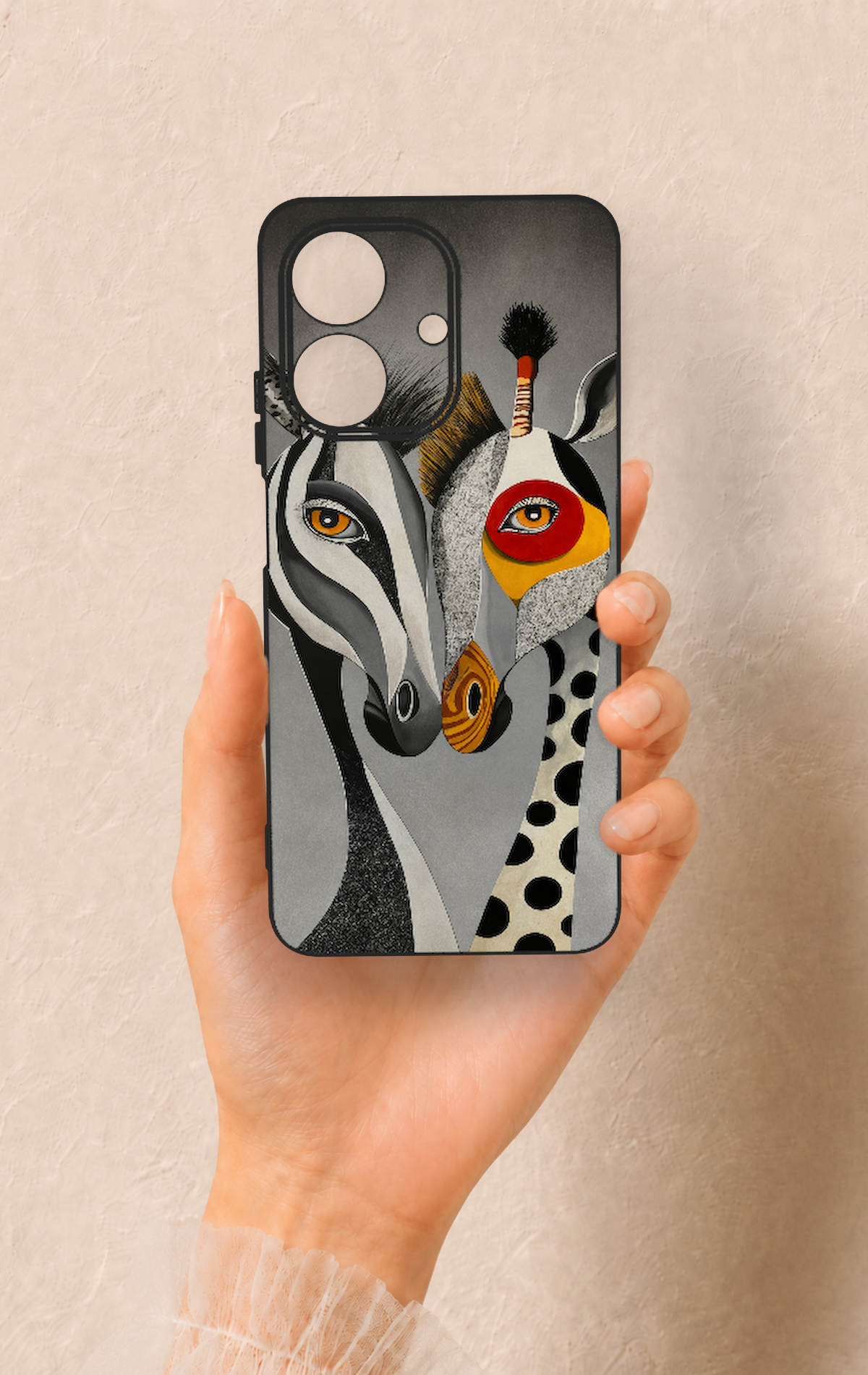 Realme Note 60 Uyumlu Zebra ve Zürafa Desenli Silikon Kılıf
