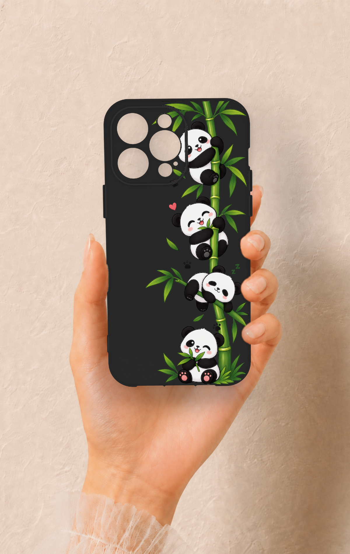 iPhone 13 Pro Max Uyumlu Sevimli Panda Bambu Desenli Silikon Kılıf