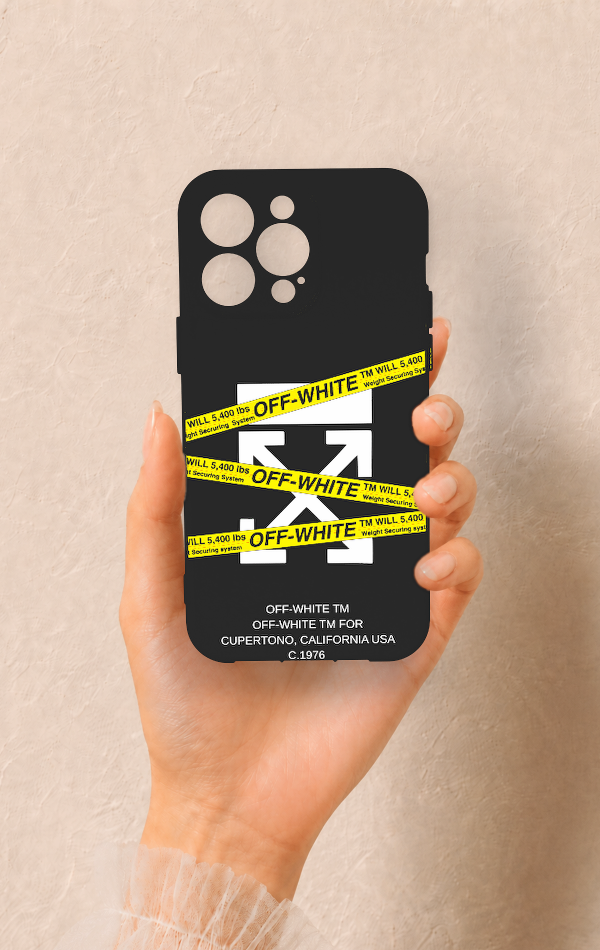 iPhone 14 Pro Max Uyumlu Off White Desenli Silikon Kılıf