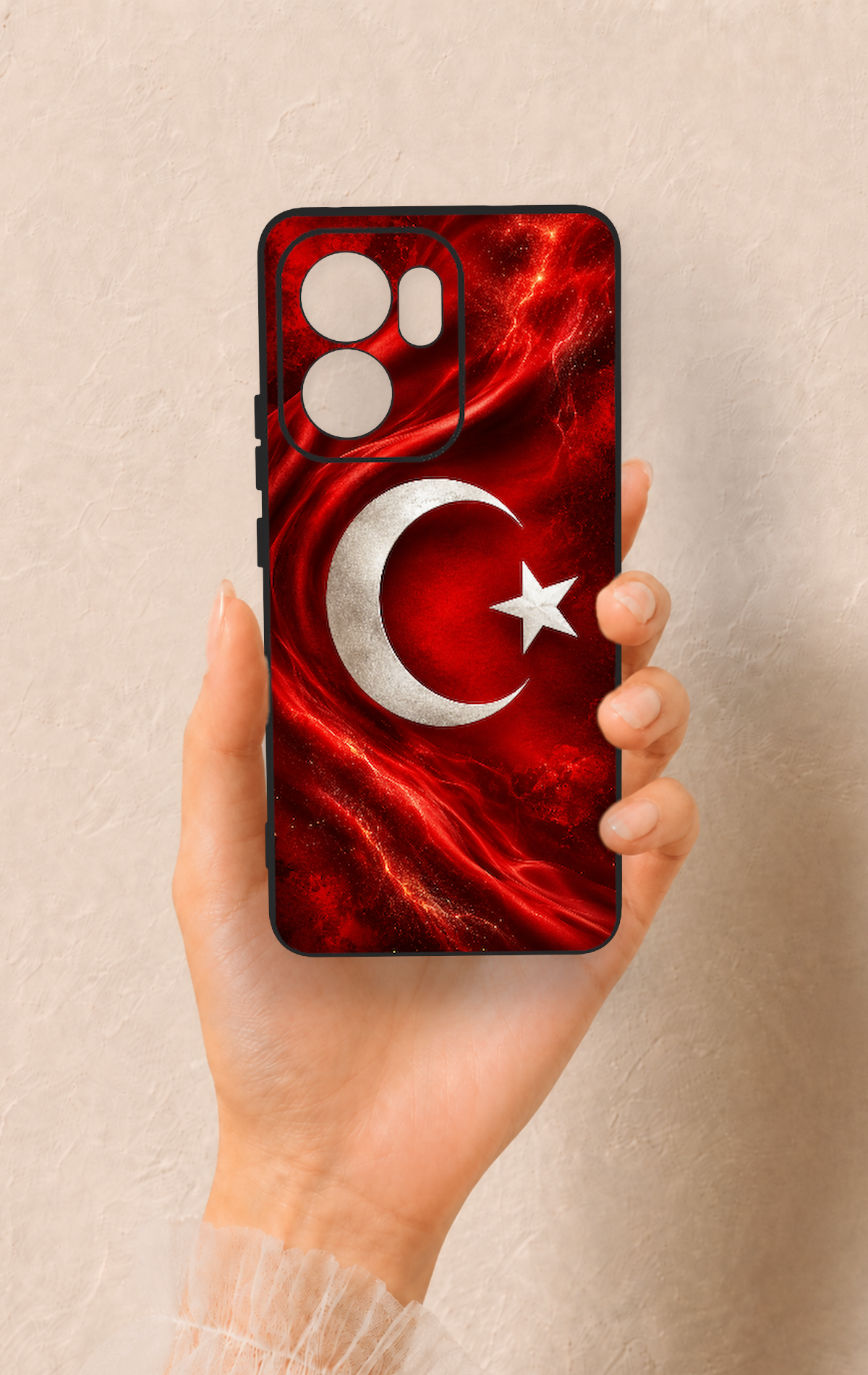 Oppo Reno 13F Uyumlu Türk Bayrağı Desenli Silikon Kılıf