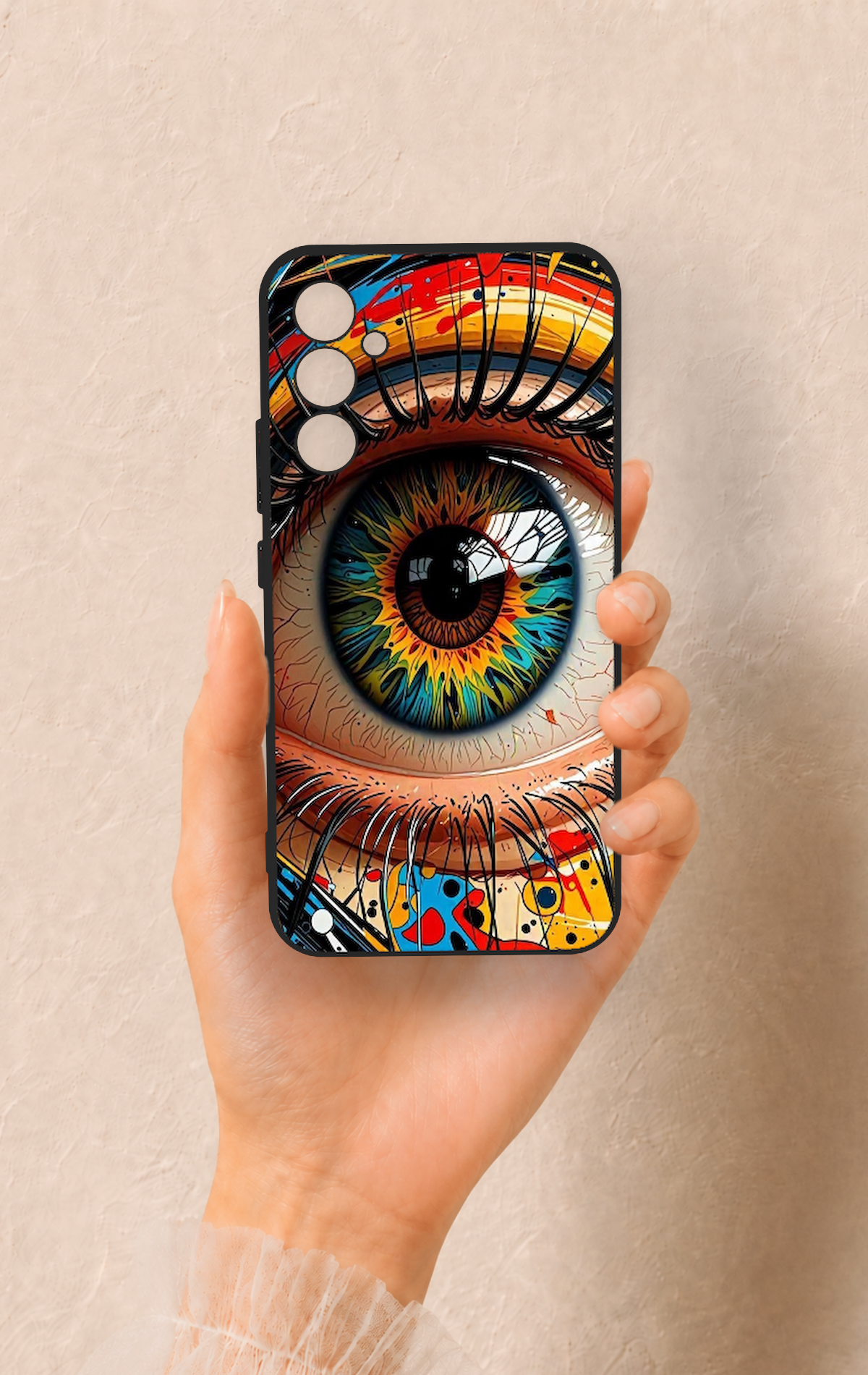 Samsung A34 Uyumlu Renkli Göz Bebeği Desenli Silikon Kılıf