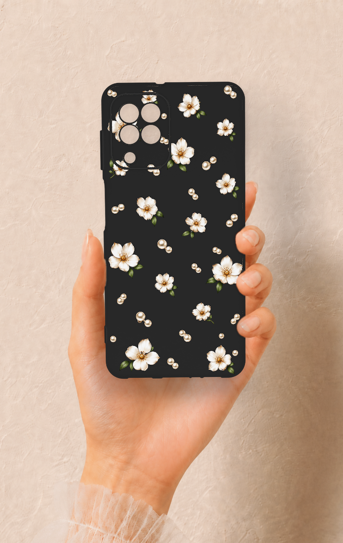 Samsung A22 Uyumlu İnci Papatya Desenli Silikon Kılıf
