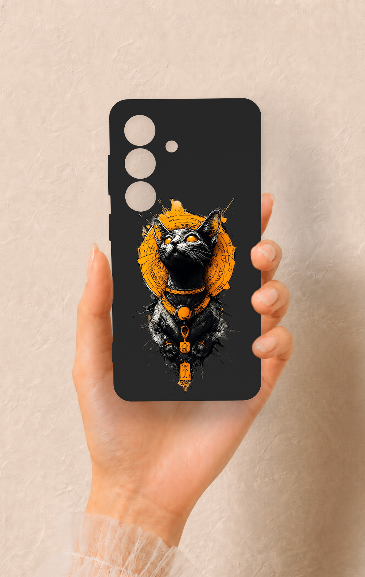 Samsung S26 Uyumlu Mısırlı Kedi Tanrısı Desenli Silikon Kılıf