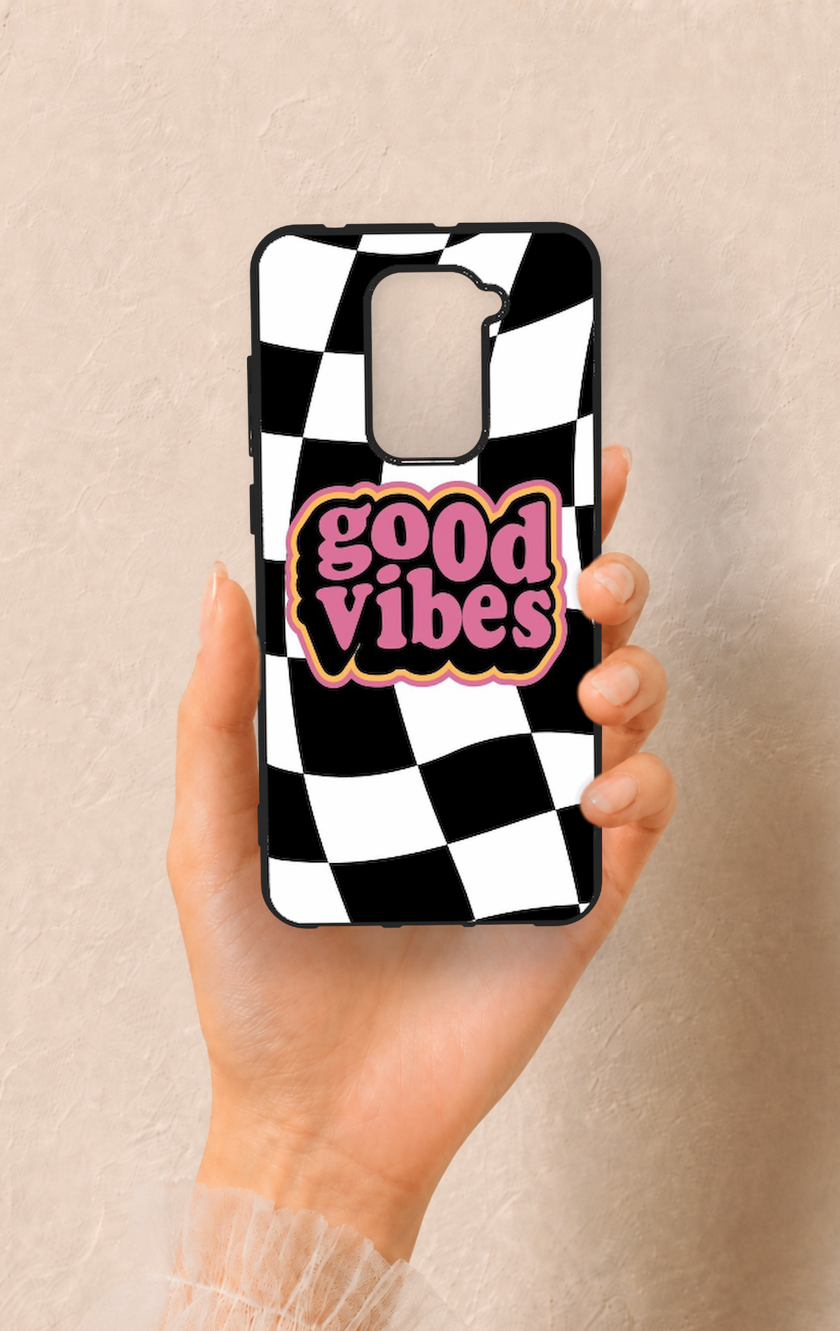 Redmi Note 9 Uyumlu Black Good Vibes Desenli Silikon Kılıf