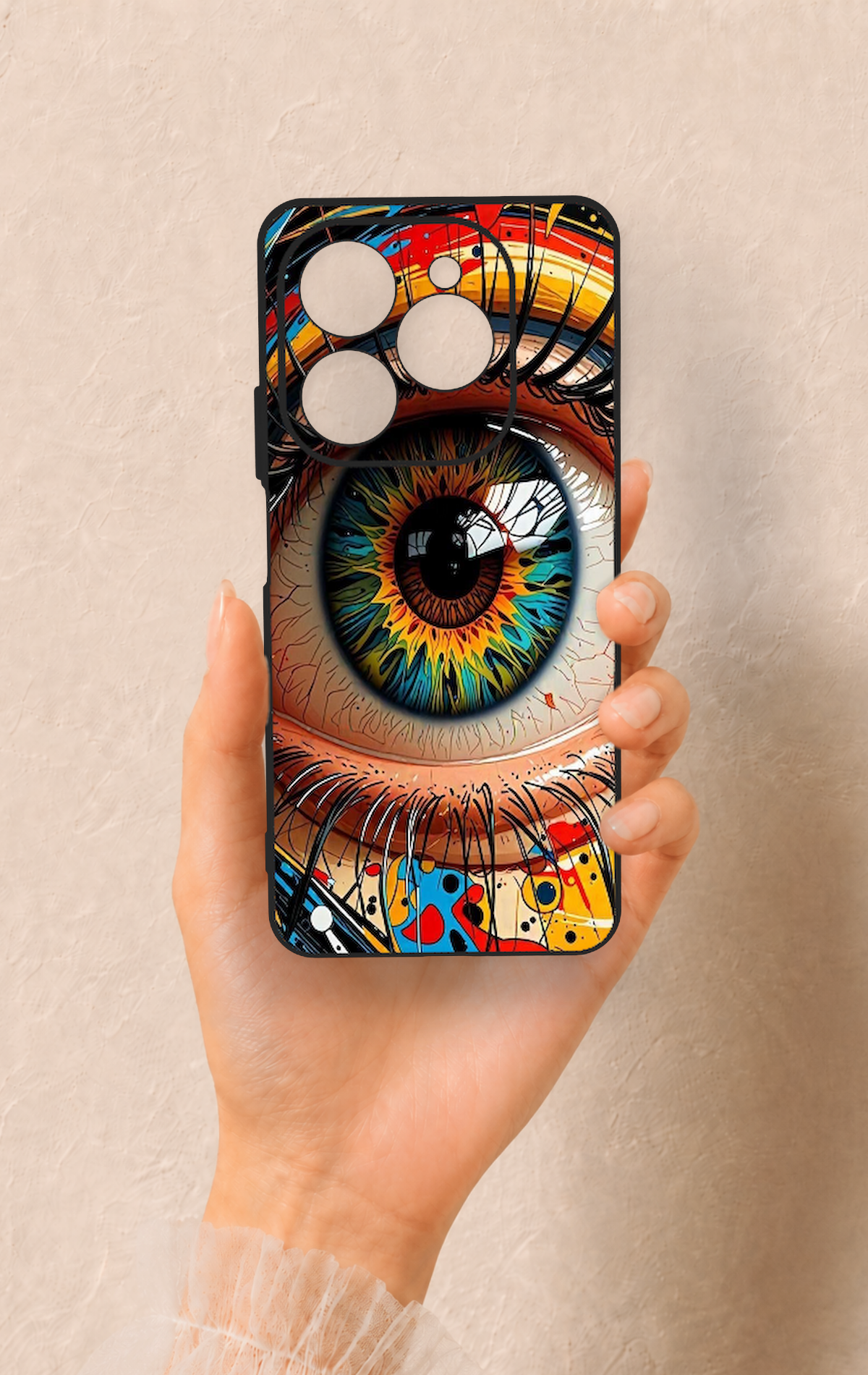 Tecno Spark 20 Pro Uyumlu Renkli Göz Bebeği Desenli Silikon Kılıf