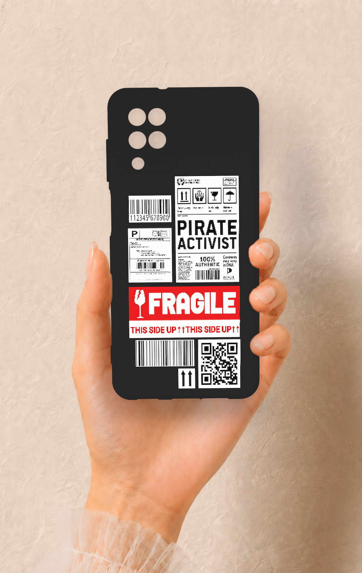 Samsung A12 Uyumlu Fragile Desenli Silikon Kılıf