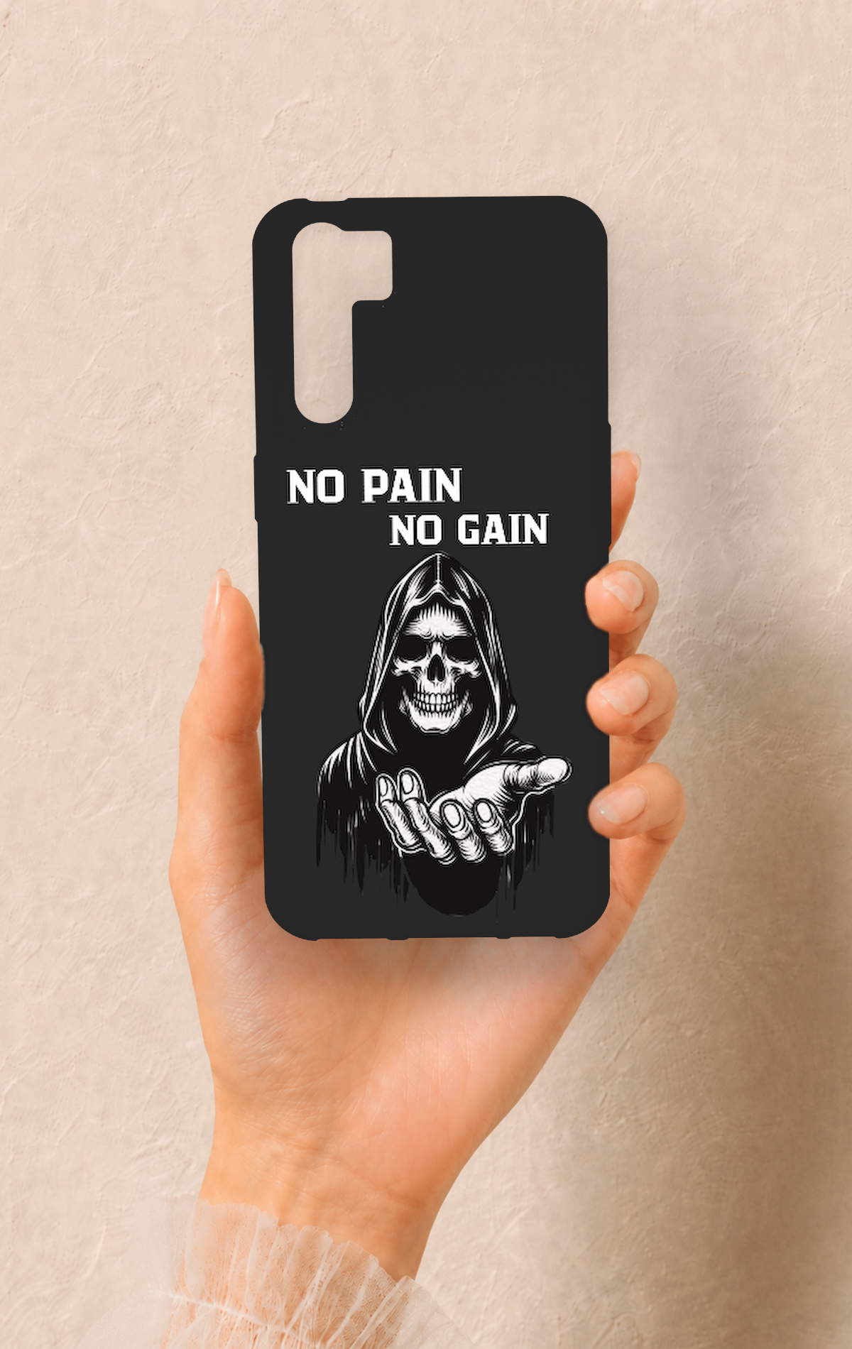 Oppo A91 Uyumlu No Pain No Gain Desenli Silikon Kılıf