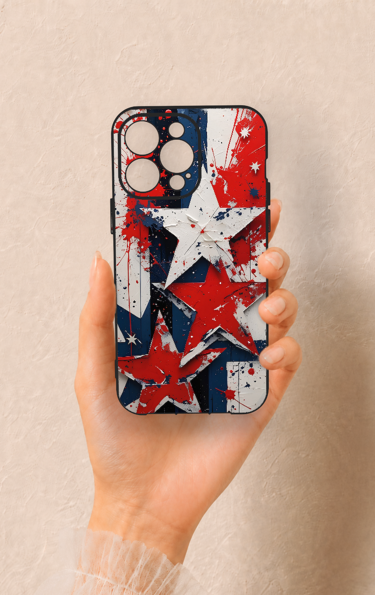 iPhone 14 Pro Max Uyumlu Star Flag Desenli Silikon Kılıf